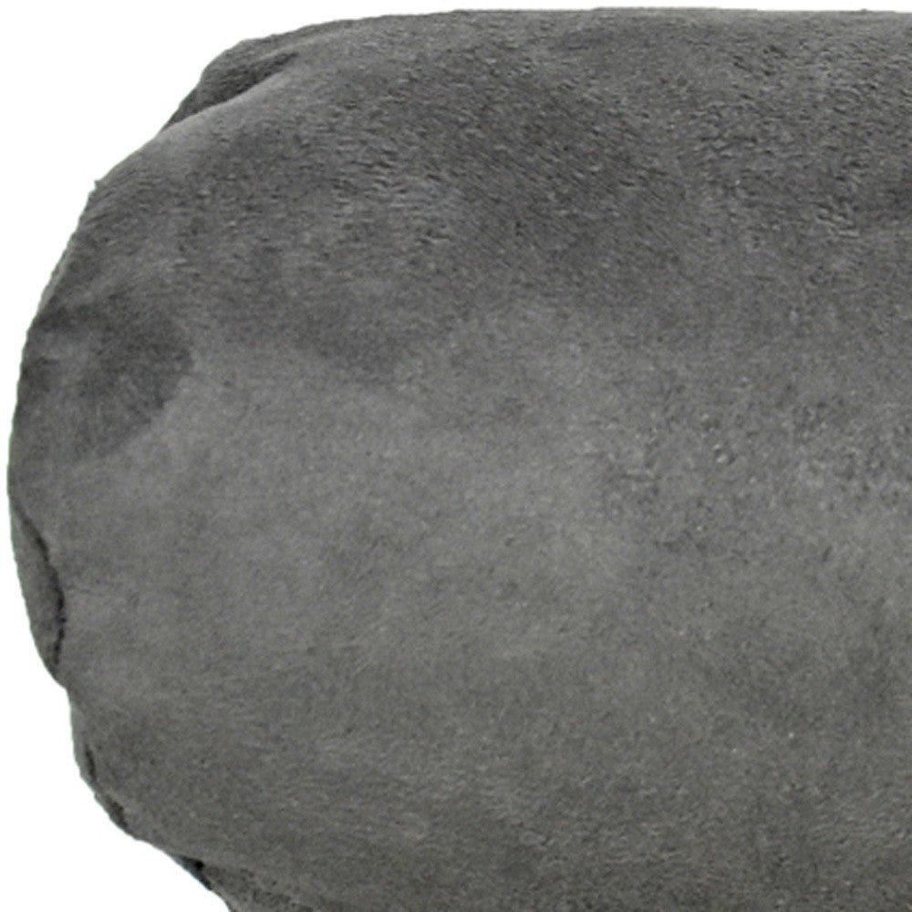 8" X 20" Gray Bolster Zippered Microsuede Solid Color Bolster Pillow