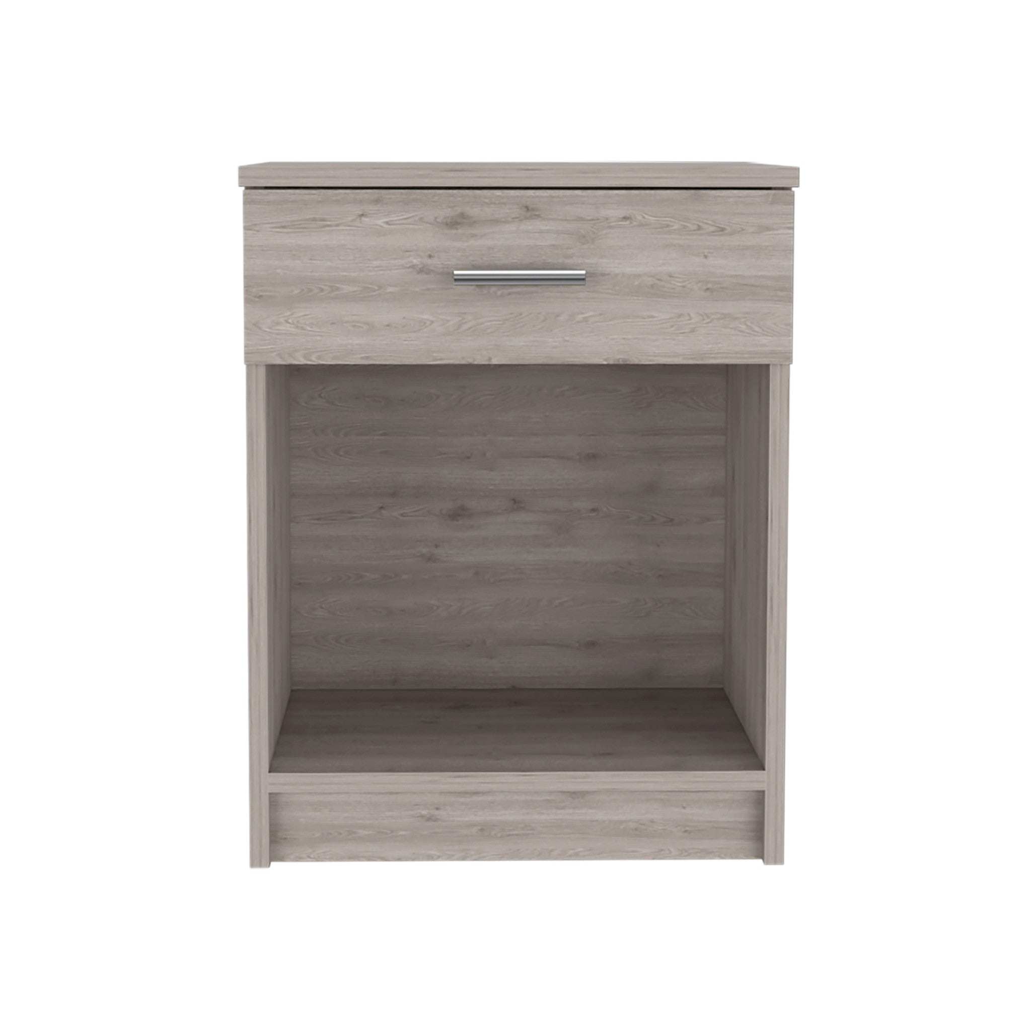 22" Light Gray One Drawer Faux Wood Nightstand