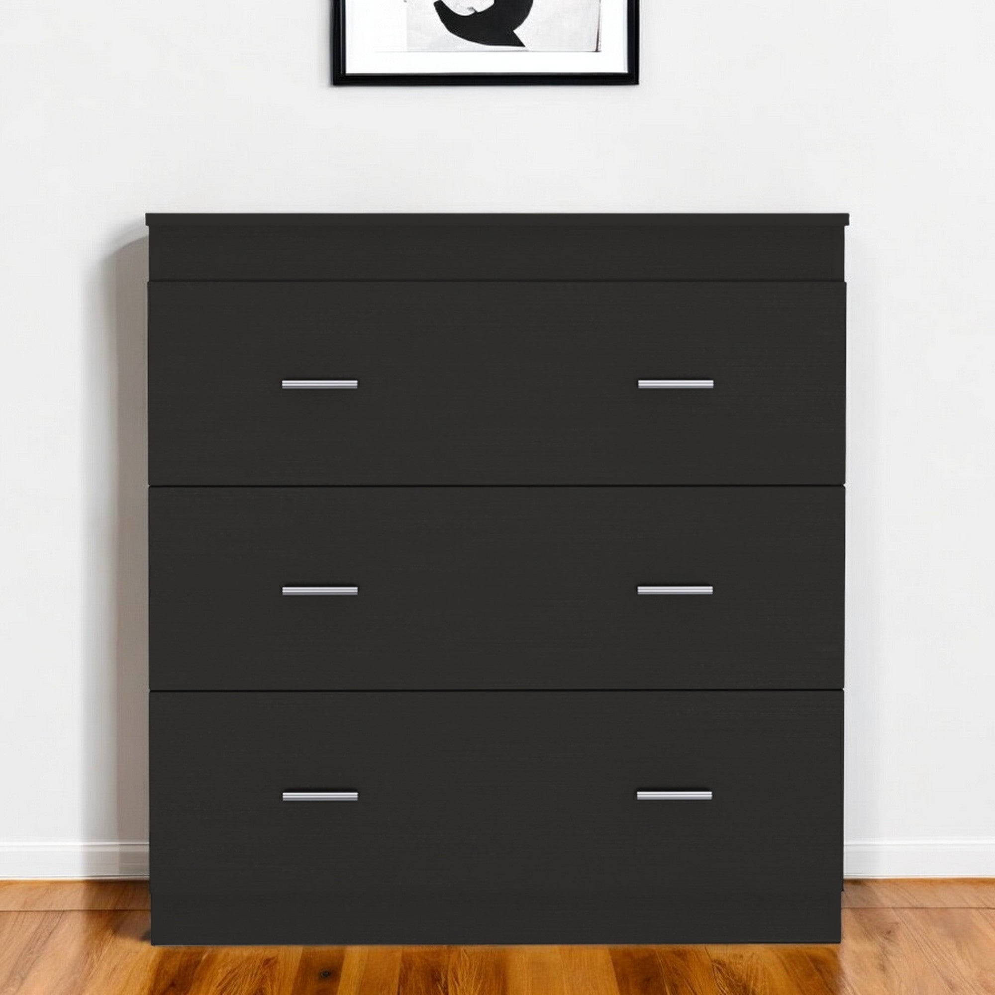 32" Black Three Drawer Dresser