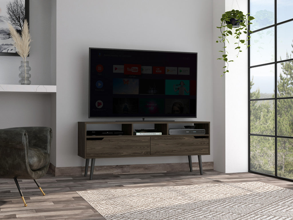 54" Dark Walnut Brown TV Stand