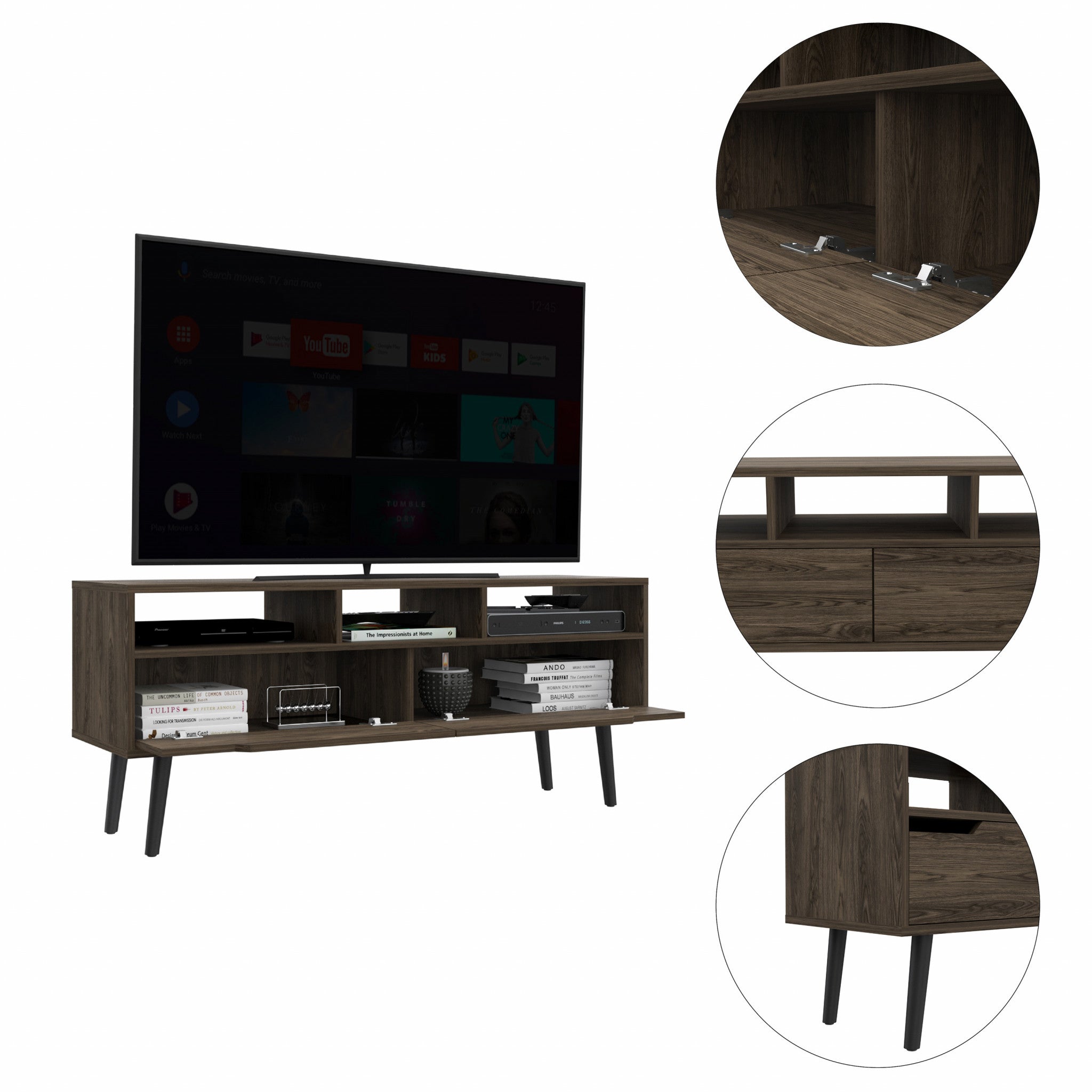 54" Dark Walnut Brown TV Stand