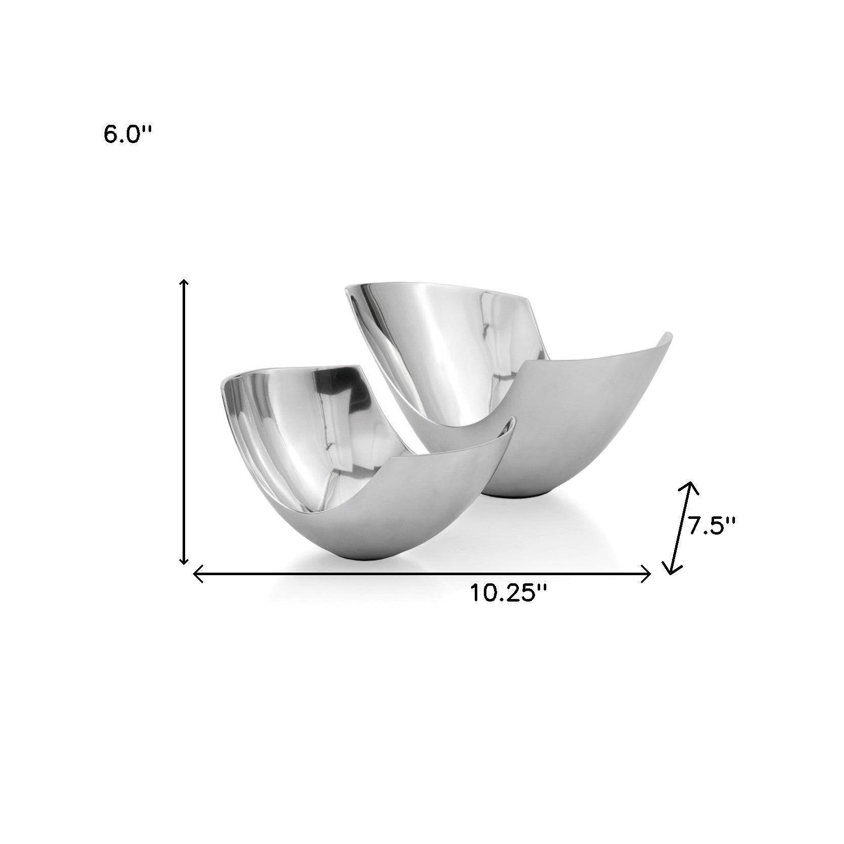 Set of Two Mod Aluminum Scoop Centerpiece Bowls