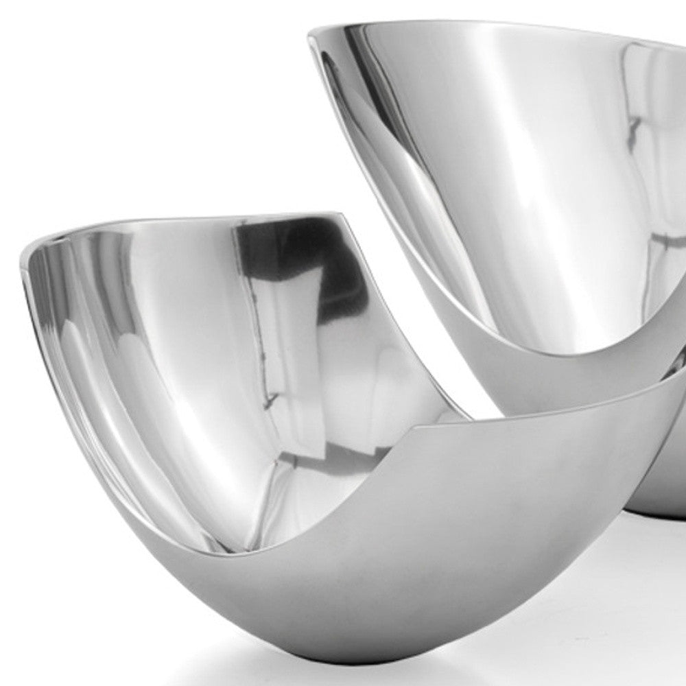 Set of Two Mod Aluminum Scoop Centerpiece Bowls