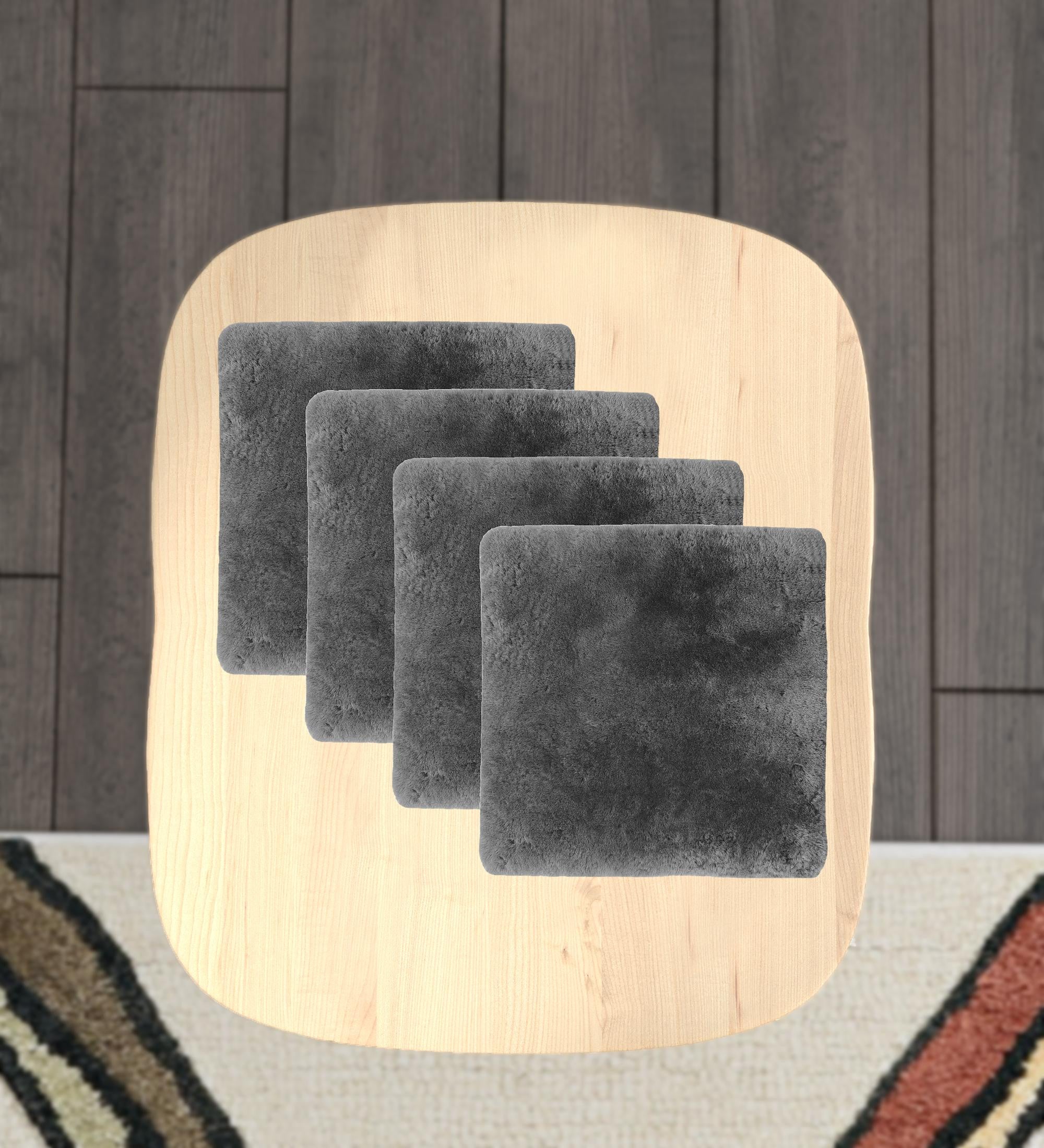 Set Of Four 17" X 17" Charcoal Grey Medical Sheepskin Chair Pads