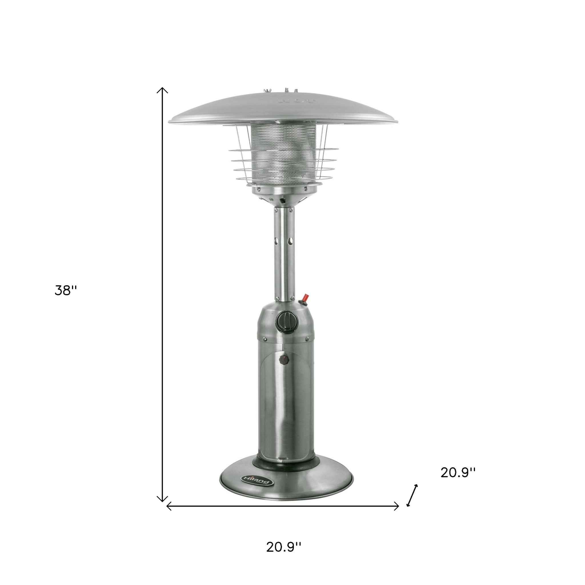 11000 BTU Silver Steel Propane Cylindrical Pole Tabletop Patio Heater