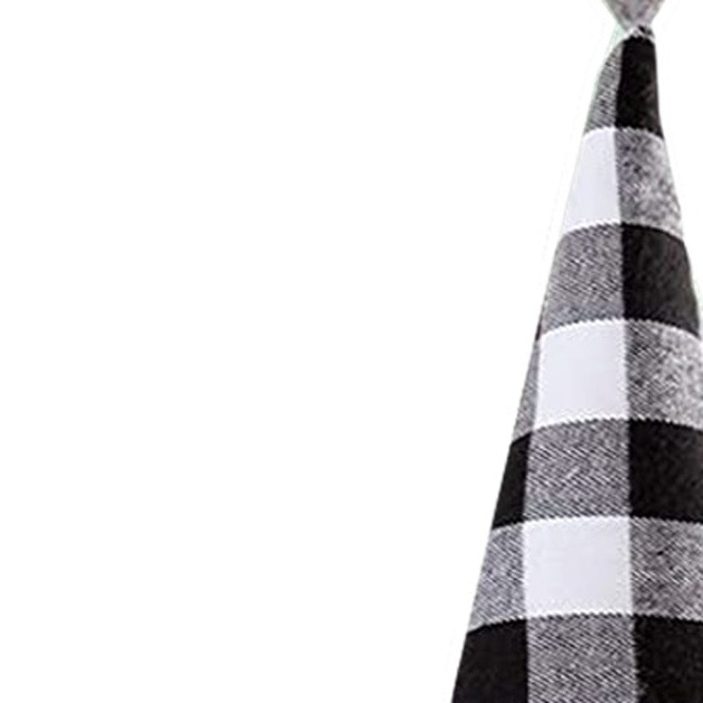 27" Black And White Felt And Faux Fur Gnome Adjustable Height Tree Topper