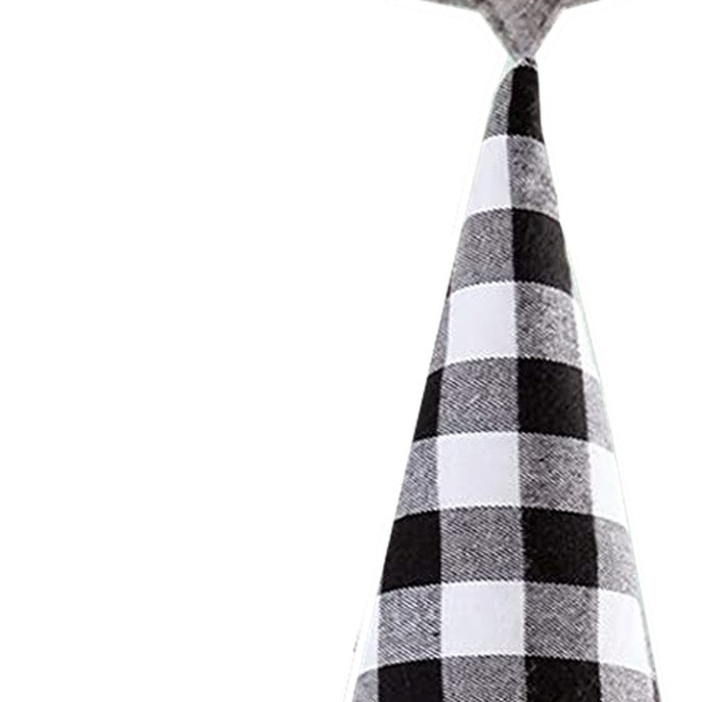 27" Black And White Felt And Faux Fur Gnome Adjustable Height Tree Topper