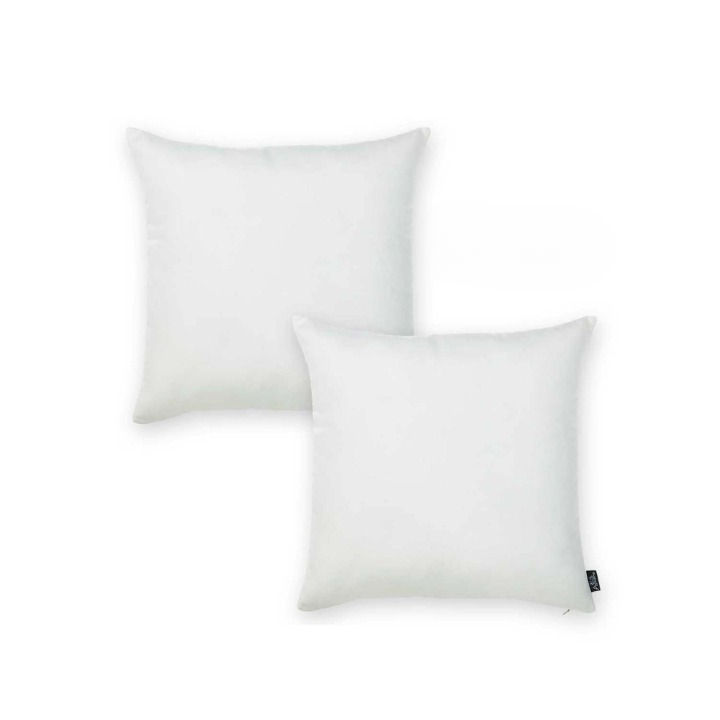 Set Of Two 22" X 22" White Polyester Zippered Pillow Cover