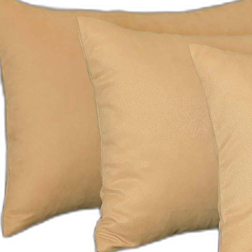 Set Of Four 12" X 20" Beige Polyester Zippered Pillow Cover