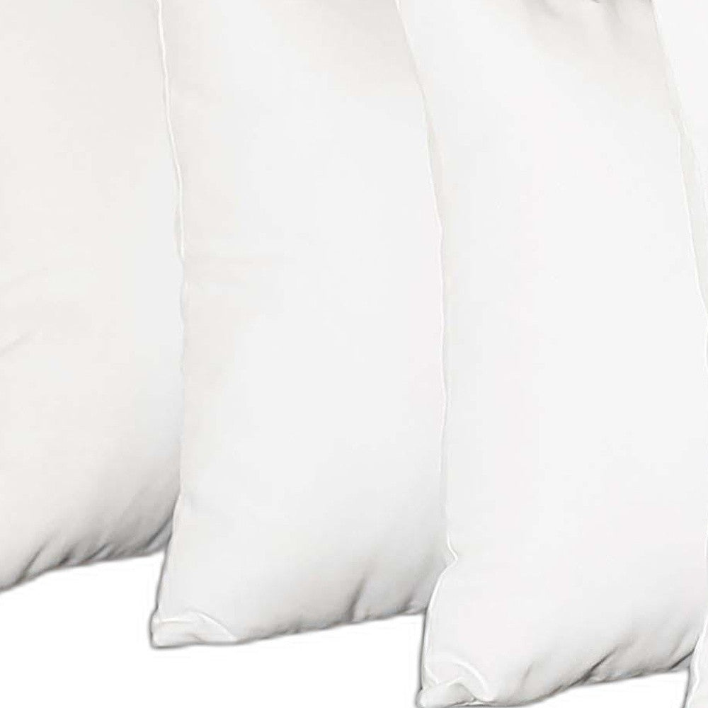 Set Of Four 18" X 18" White Polyester Zippered Pillow Cover