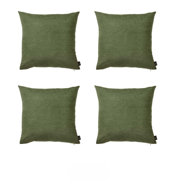 Set Of Four 18" X 18" Fern Green Polyester Zippered Pillow Cover