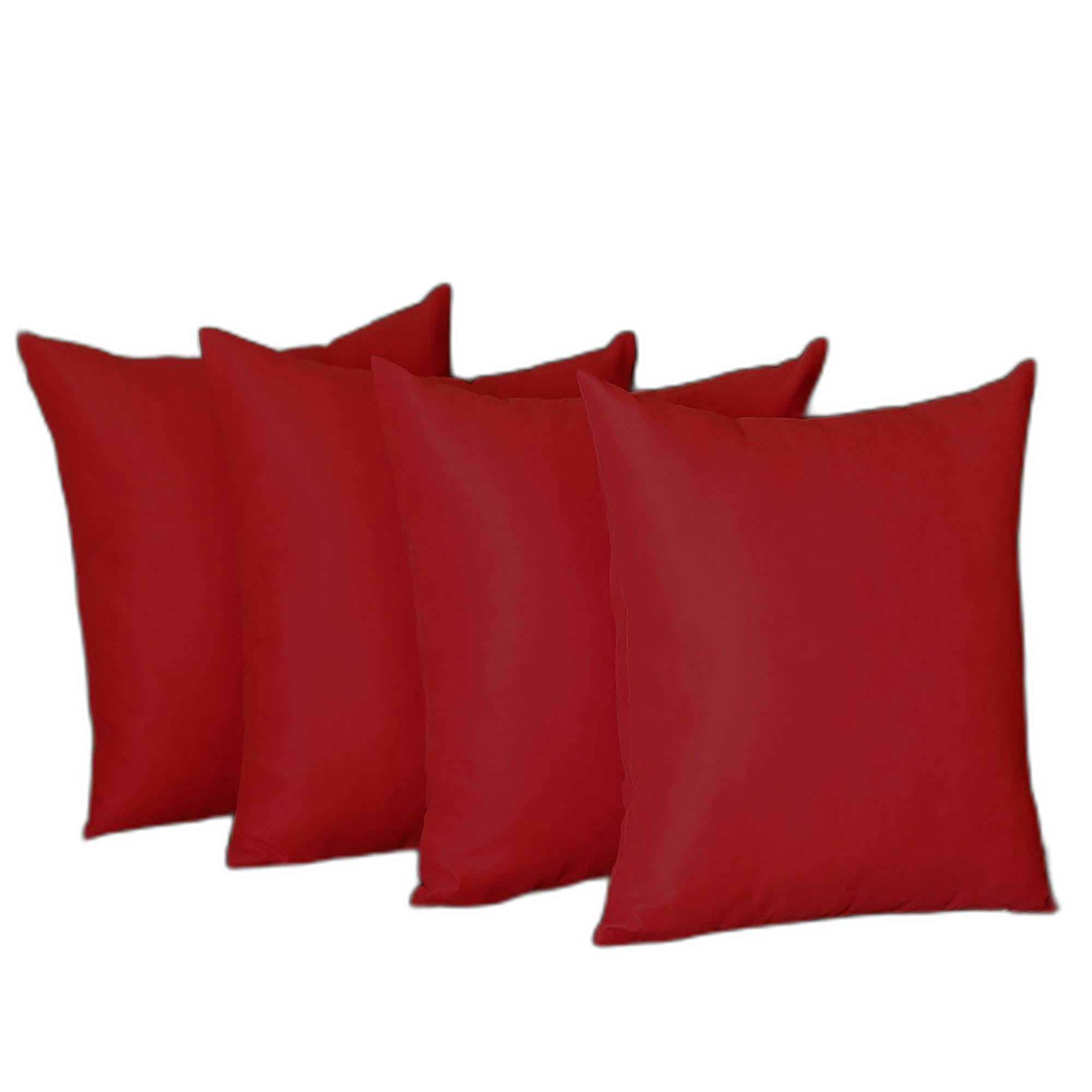 Set Of Four 18" X 18" Red Polyester Zippered Pillow Cover