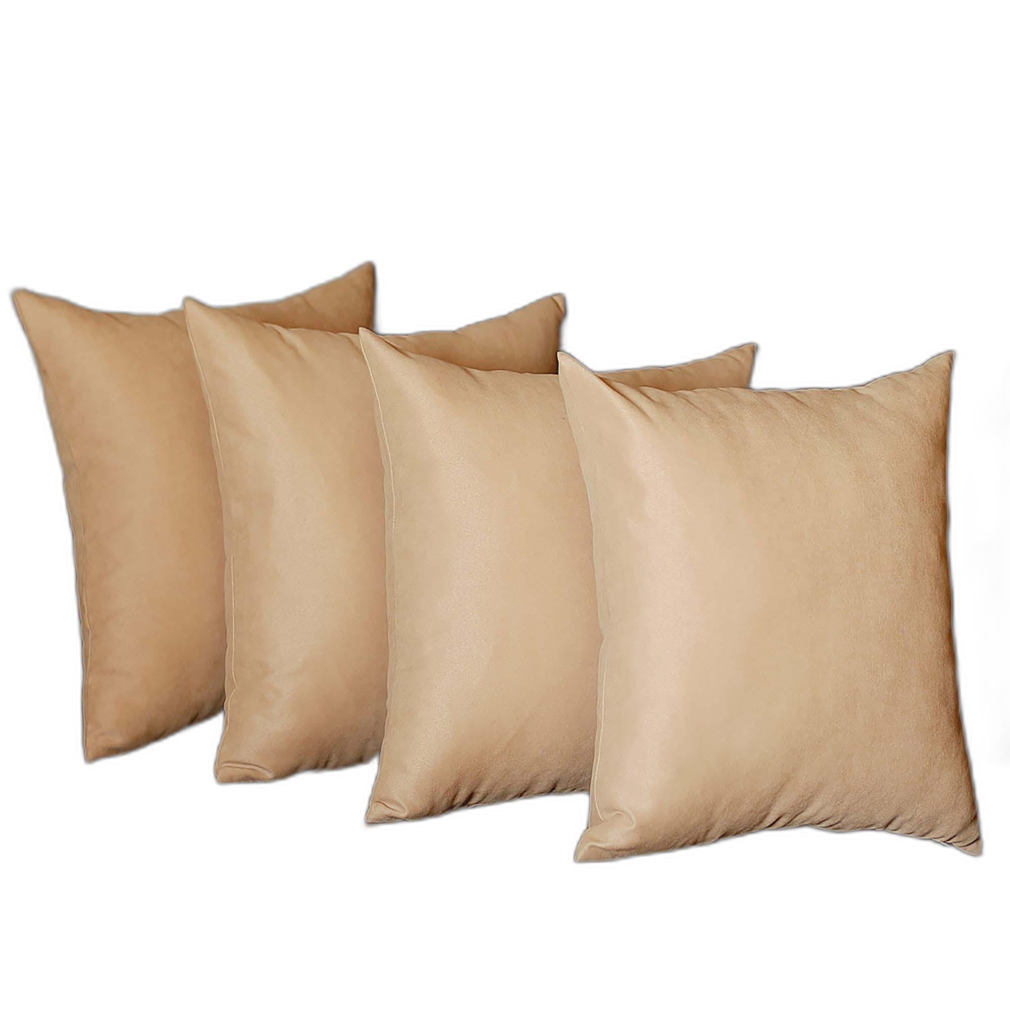 Set Of Four 18" X 18" Beige Polyester Zippered Pillow Cover