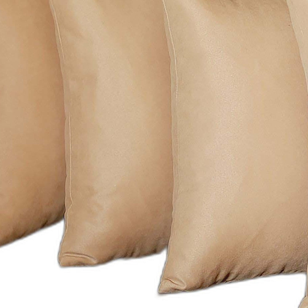 Set Of Four 18" X 18" Beige Polyester Zippered Pillow Cover