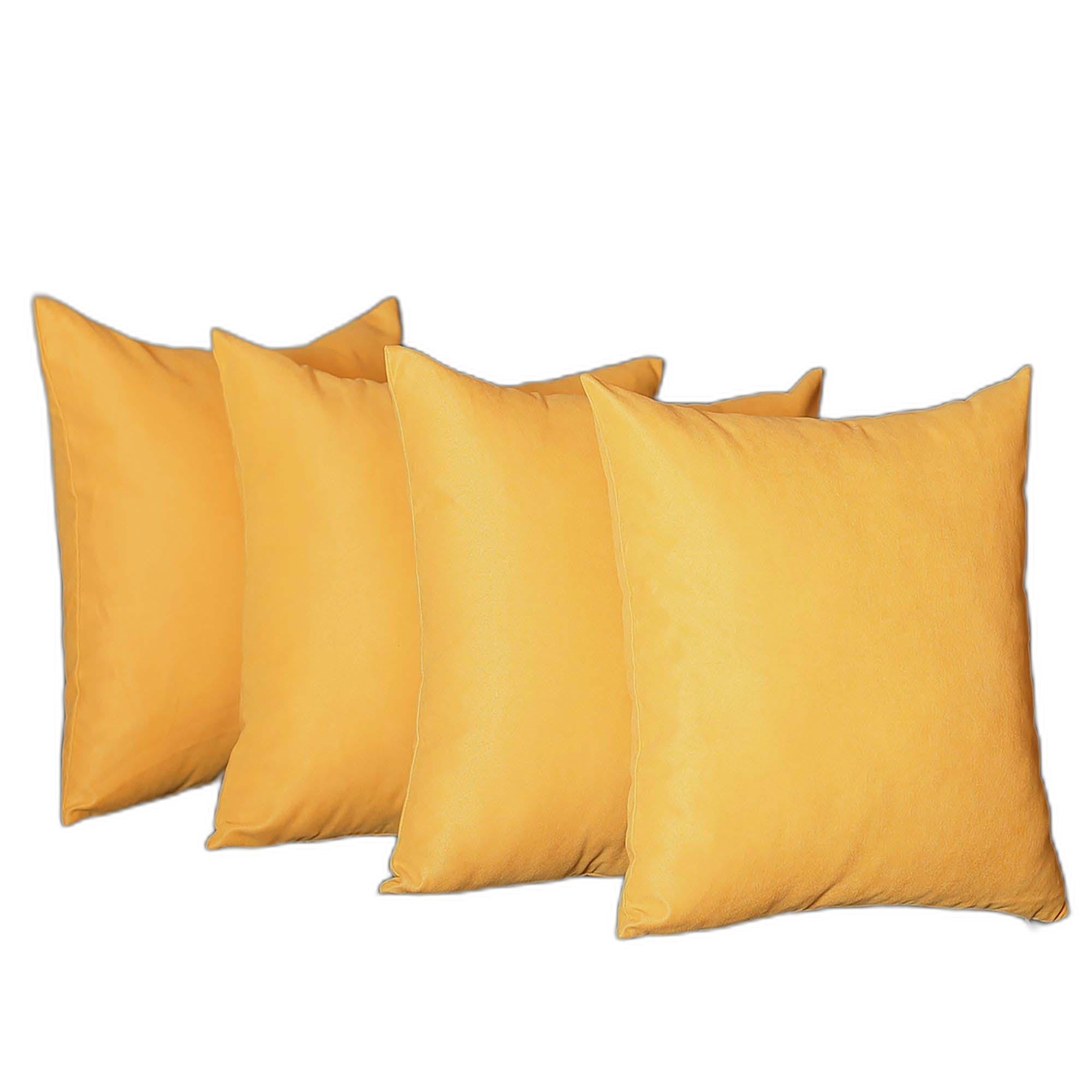 Set Of Four 18" X 18" Yellow Polyester Zippered Pillow Cover