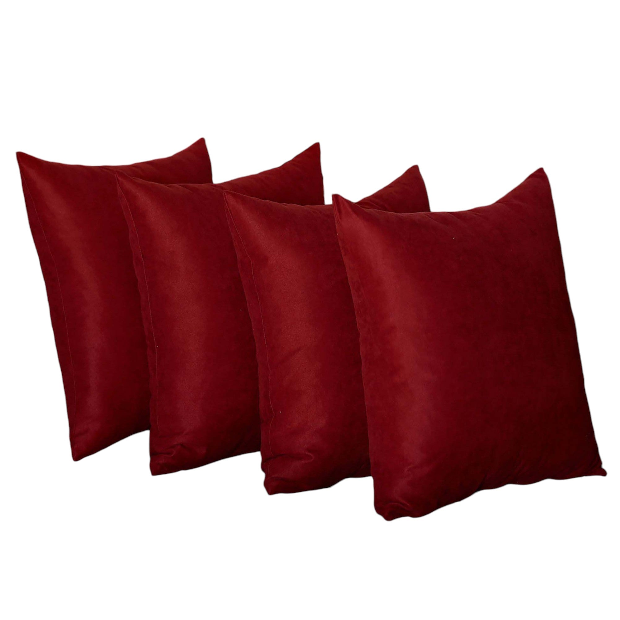 Set Of Four 20" X 20" Claret Red Polyester Zippered Pillow Cover