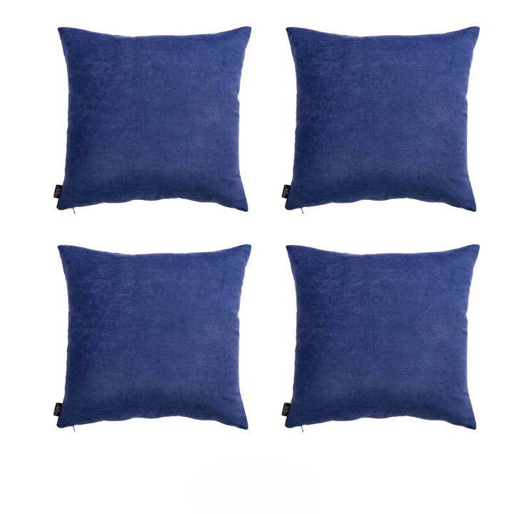 Set Of Four 20" X 20" Navy Blue Polyester Zippered Pillow Cover