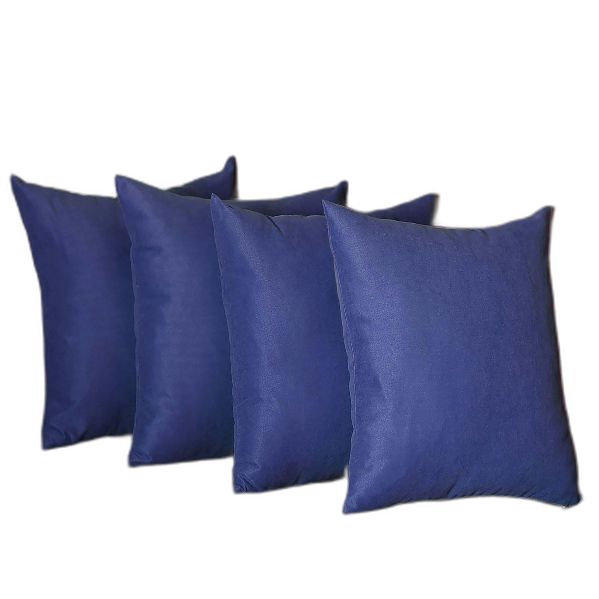 Set Of Four 20" X 20" Sapphire Blue Polyester Zippered Pillow Cover