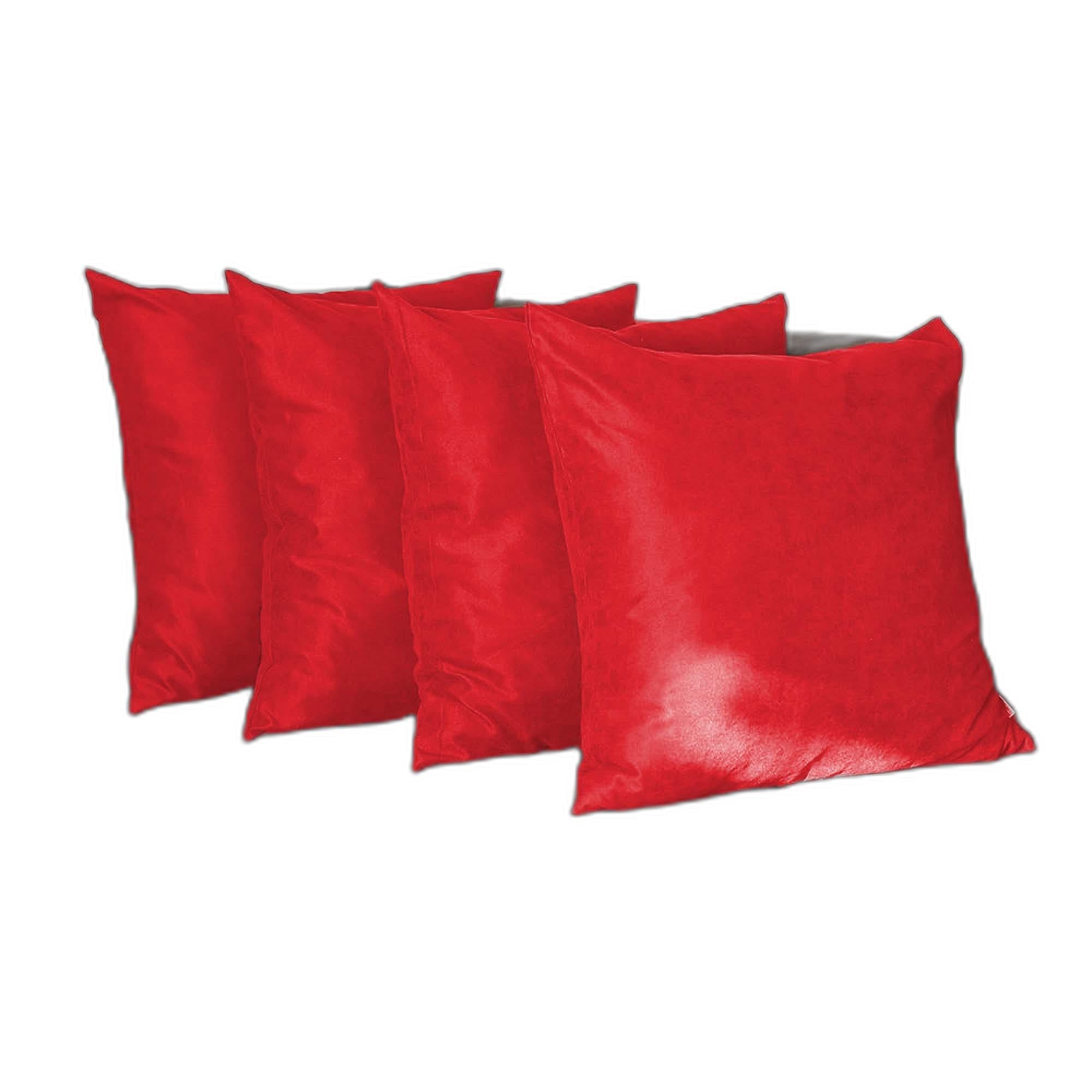 Set Of Four 22" X 22" Red Polyester Zippered Pillow Cover