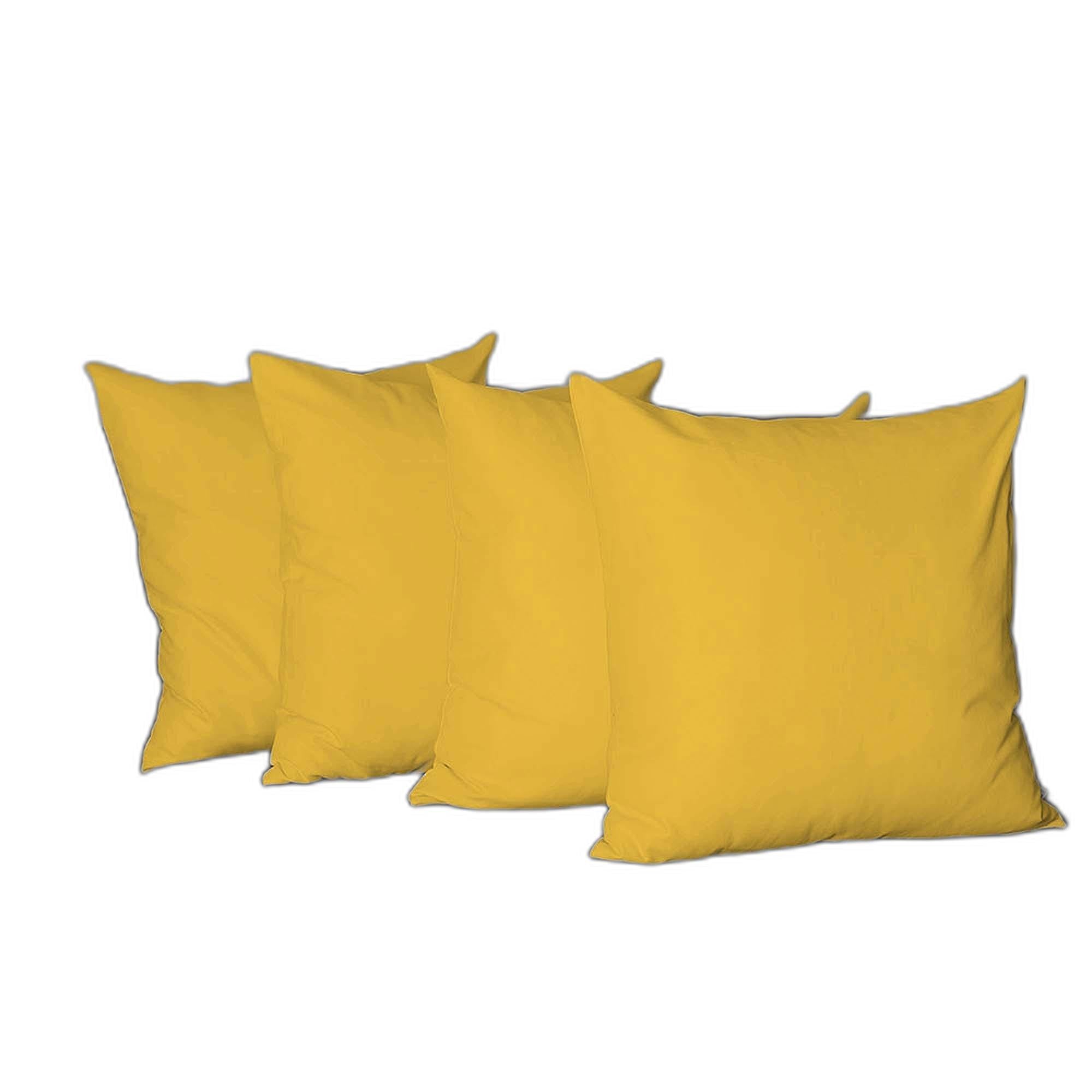 Set Of Four 26" X 26" Yellow Polyester Zippered Pillow Cover