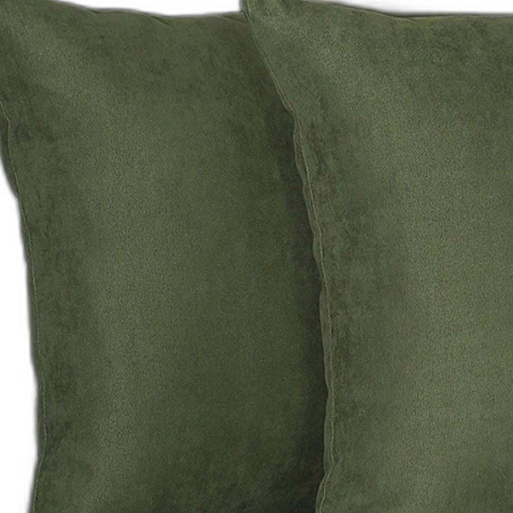 Set Of Two 16" X 16" Fern Green Polyester Zippered Pillow Cover