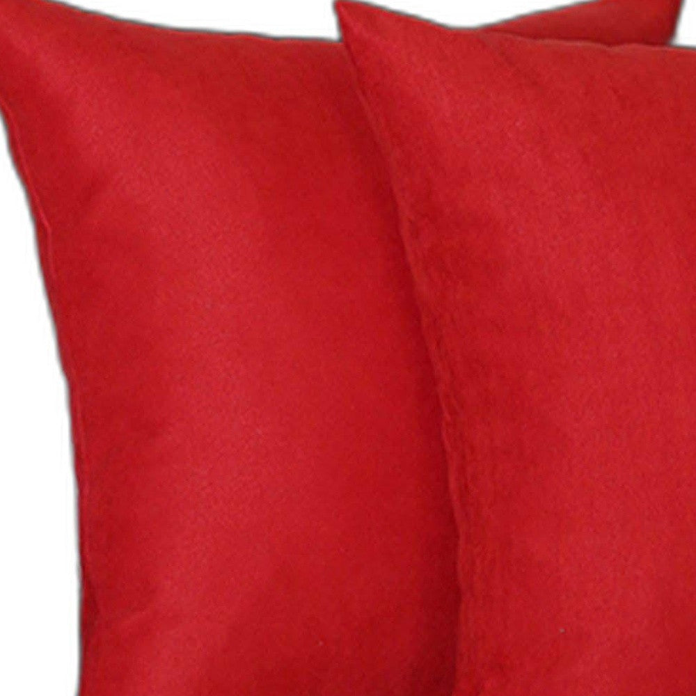 Set Of Two 16" X 16" Red Polyester Zippered Pillow Cover