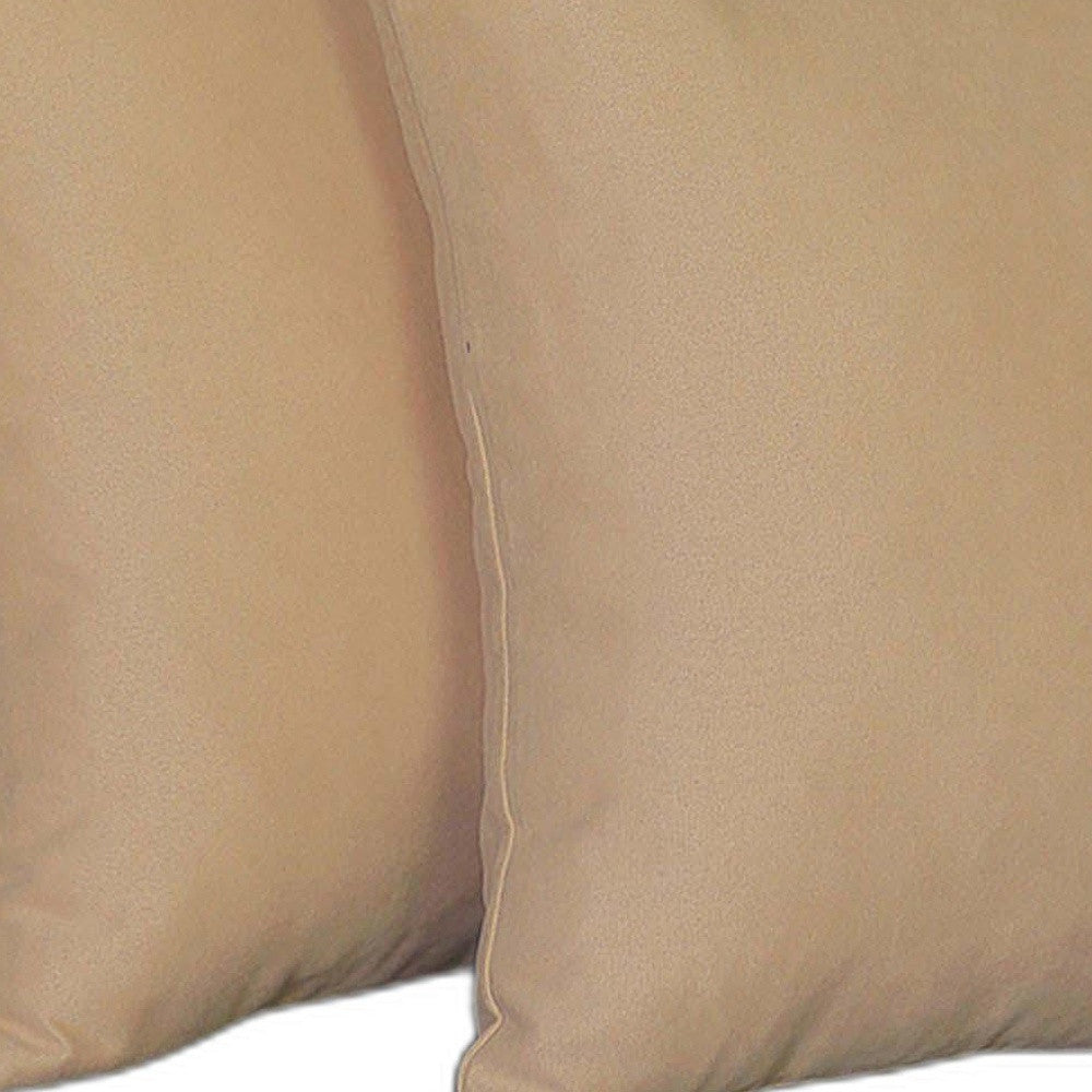 Set Of Two 16" X 16" Beige Polyester Zippered Pillow Cover