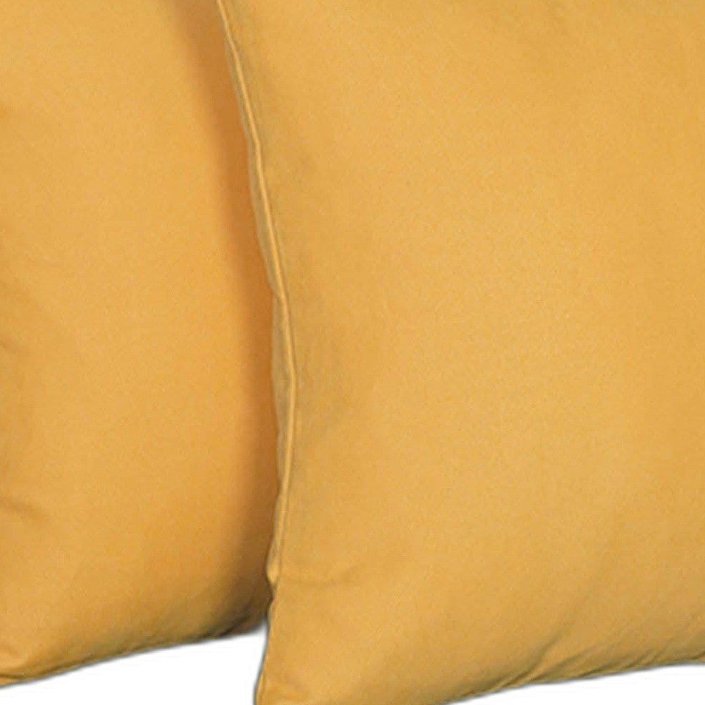 Set Of Two 16" X 16" Yellow Polyester Zippered Pillow Cover