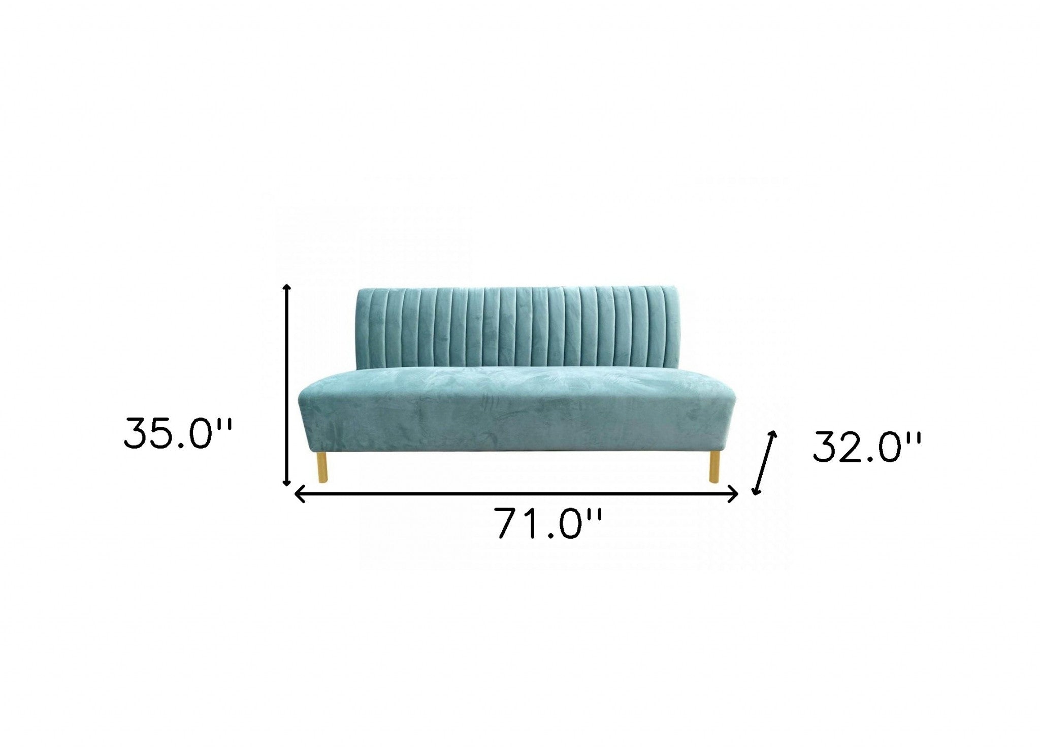 71" Light Gray Velvet Sofa With Gold Legs