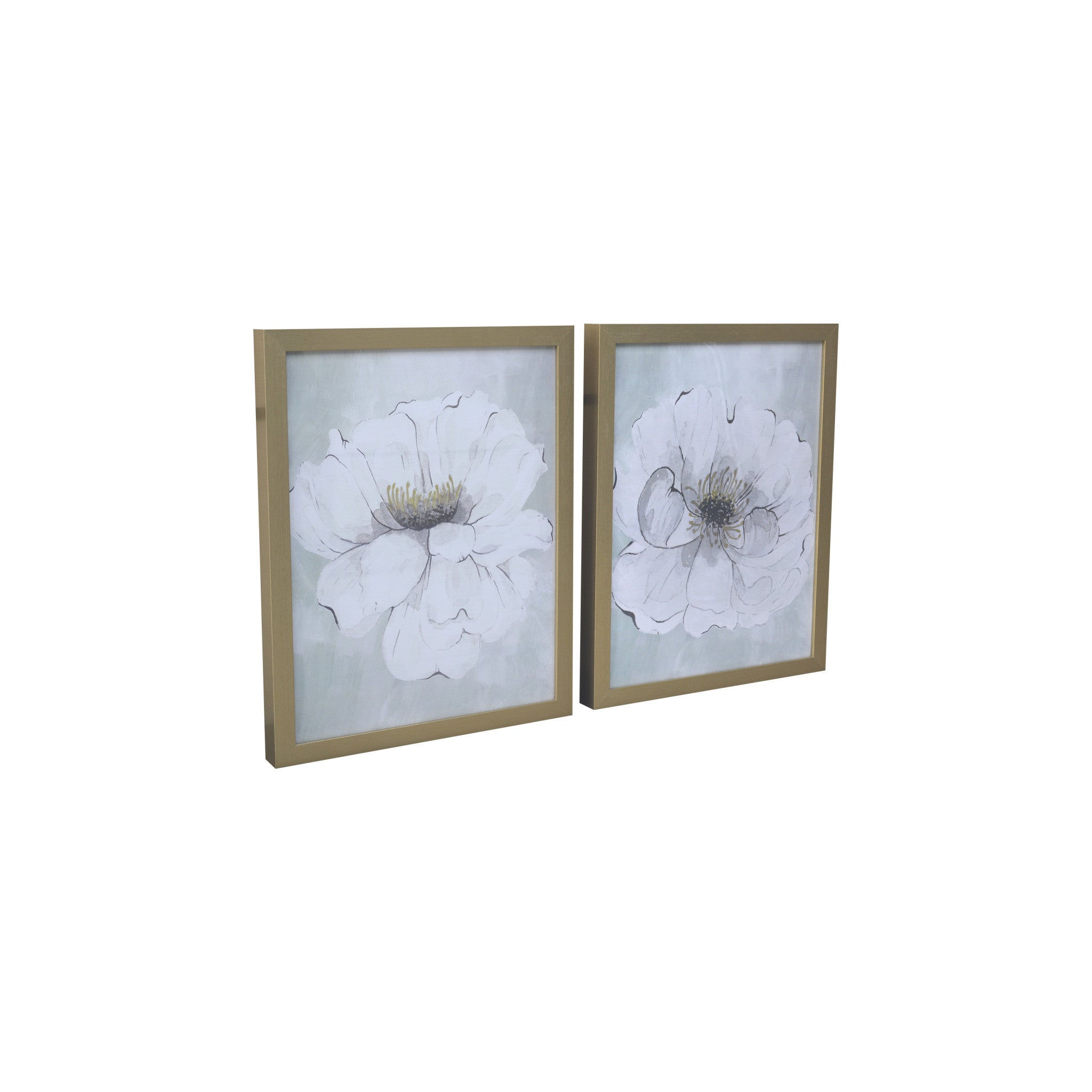 Set of Two White Rose Gold Picture Frame Painting Wall Art