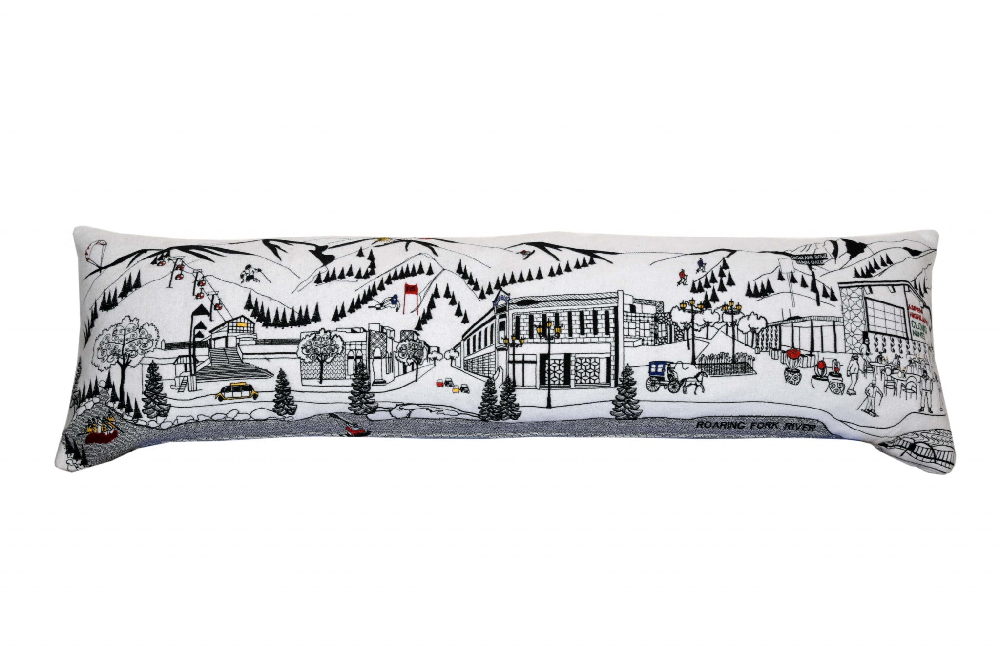 45" White Aspen Daylight Skyline Lumbar Decorative Pillow