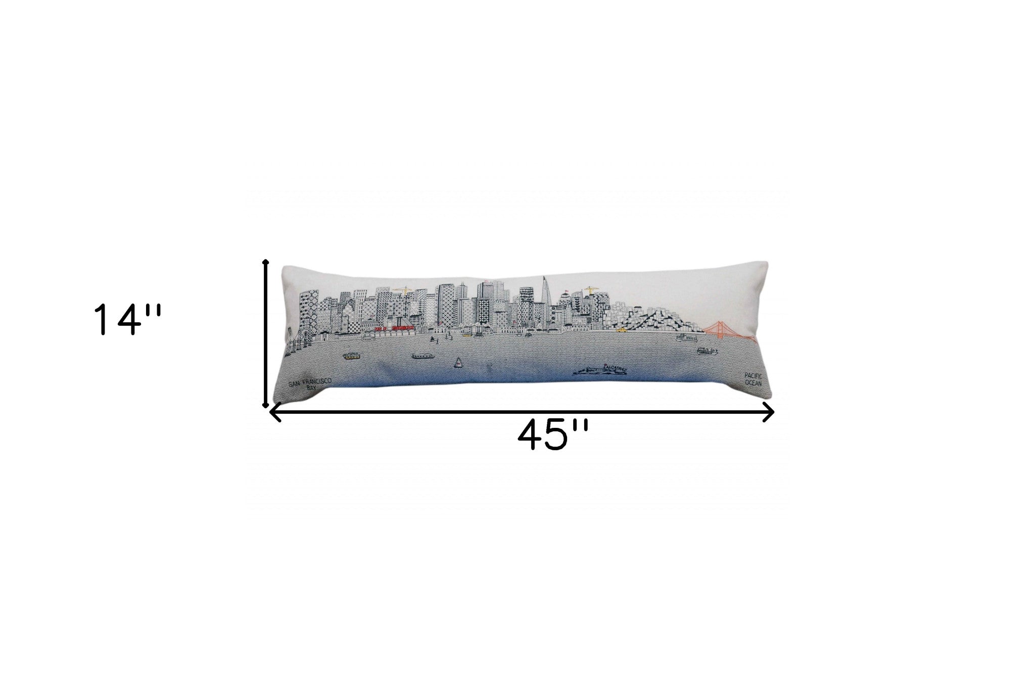 46" White San Francisco Daylight Skyline Lumbar Decorative Pillow