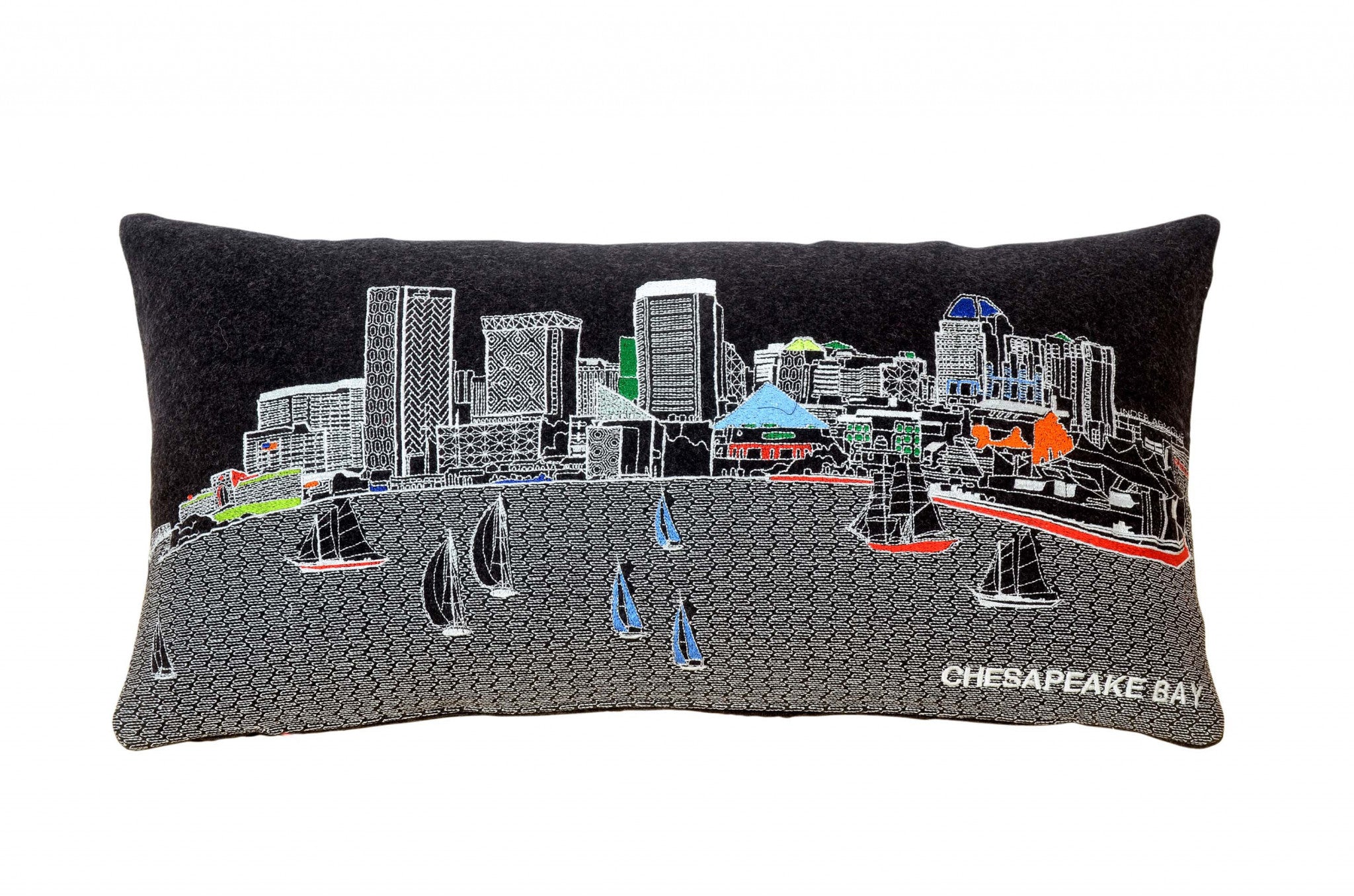 25" Black Austin Nighttime Skyline Lumbar Decorative Pillow