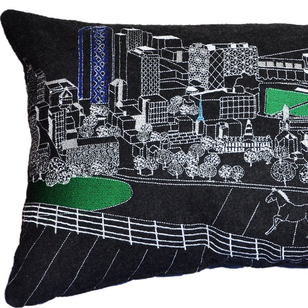 25" Black Lexington Nighttime Skyline Lumbar Decorative Pillow