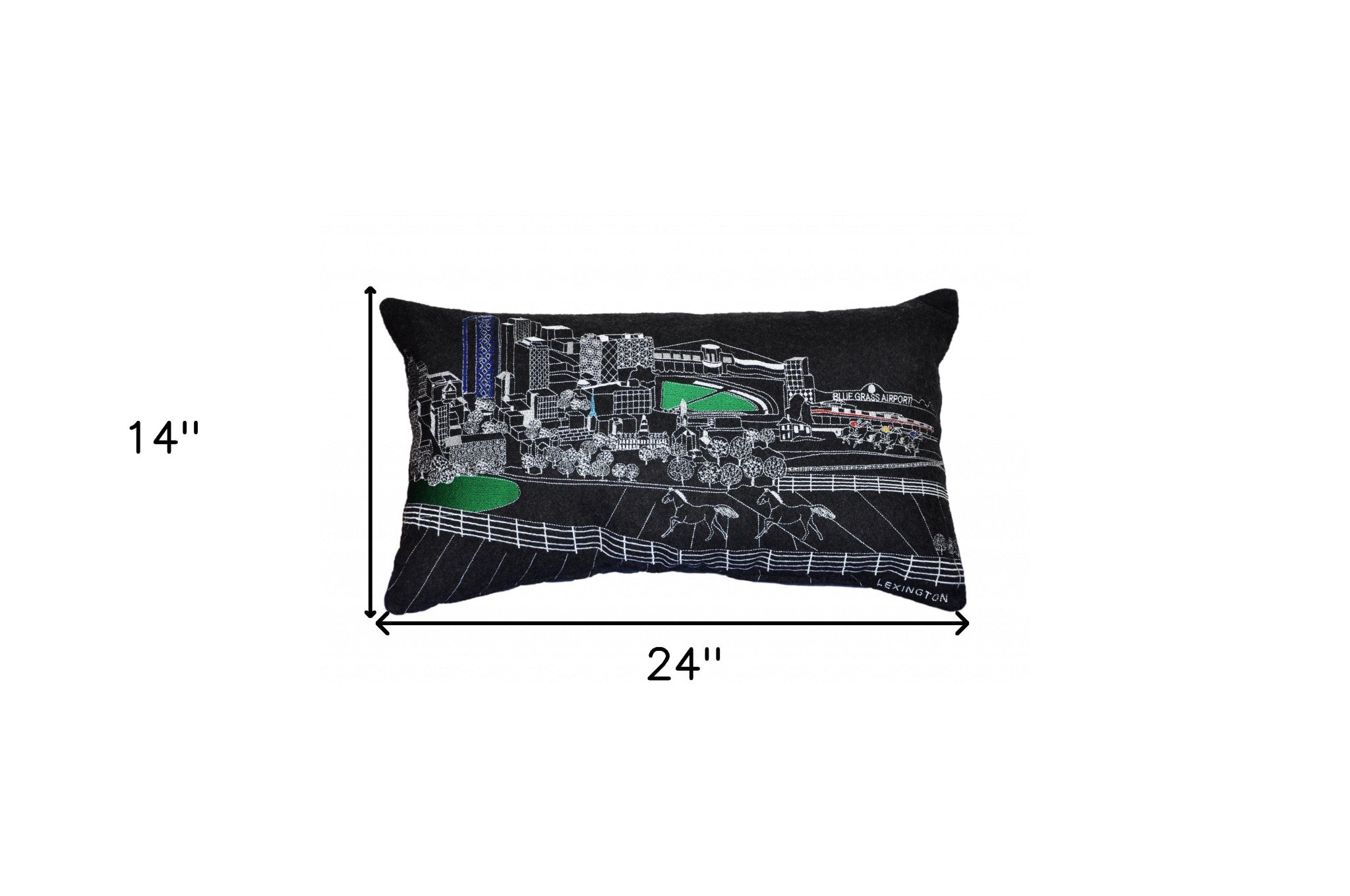 25" Black Lexington Nighttime Skyline Lumbar Decorative Pillow