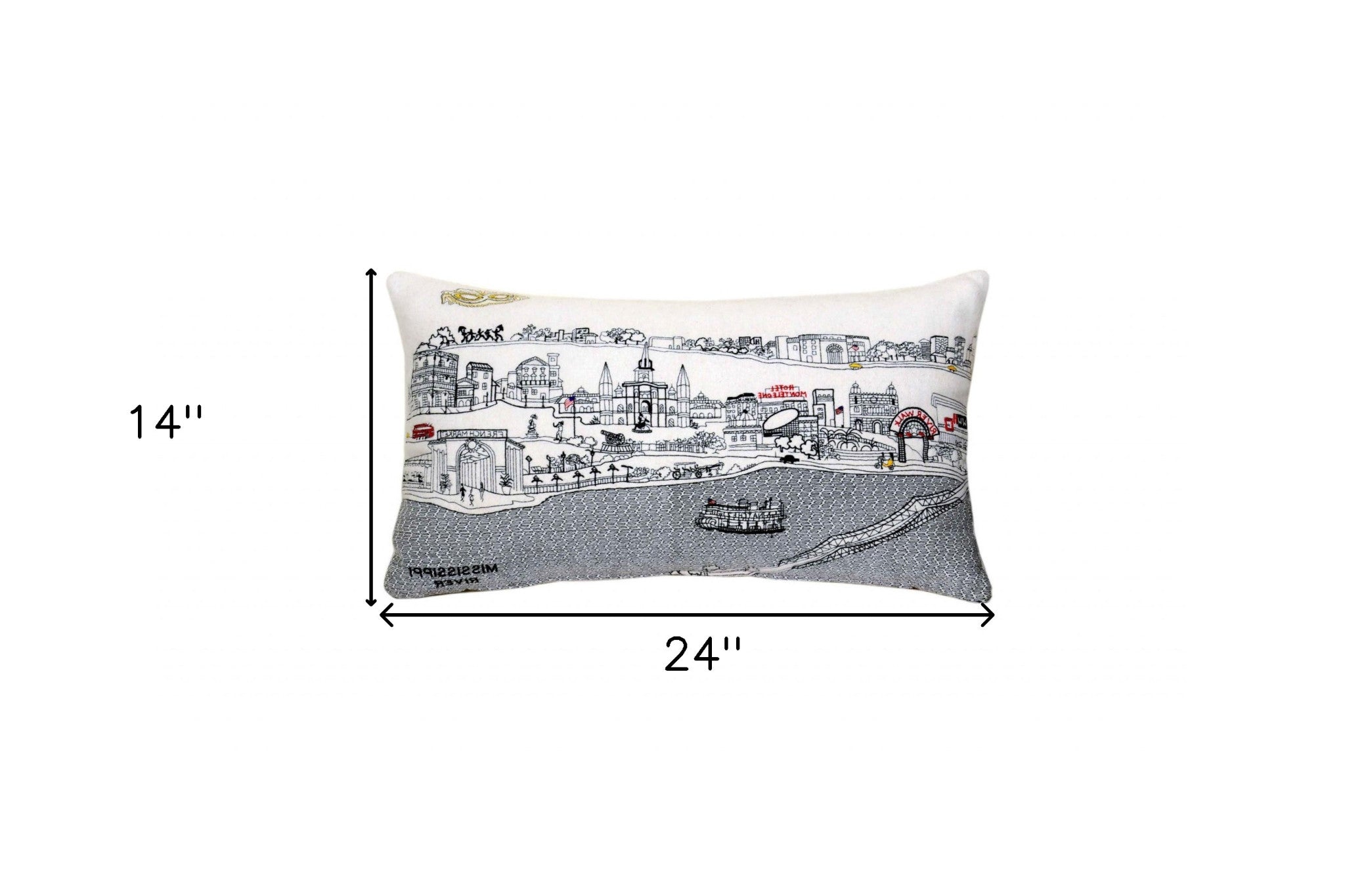 25" White New Orleans Daylight Skyline Lumbar Decorative Pillow