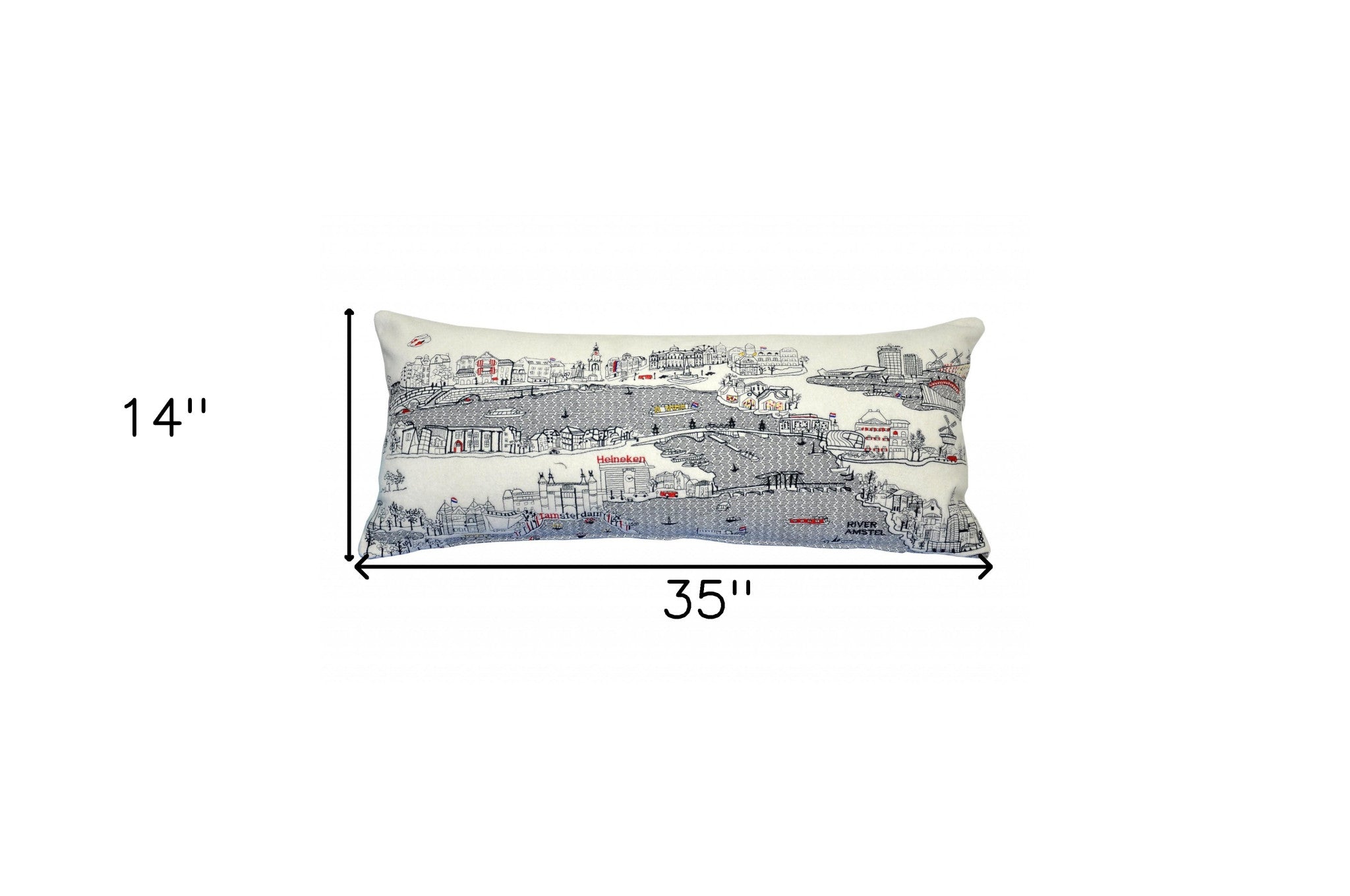 35" White Amsterdam Daylight Skyline Lumbar Decorative Pillow