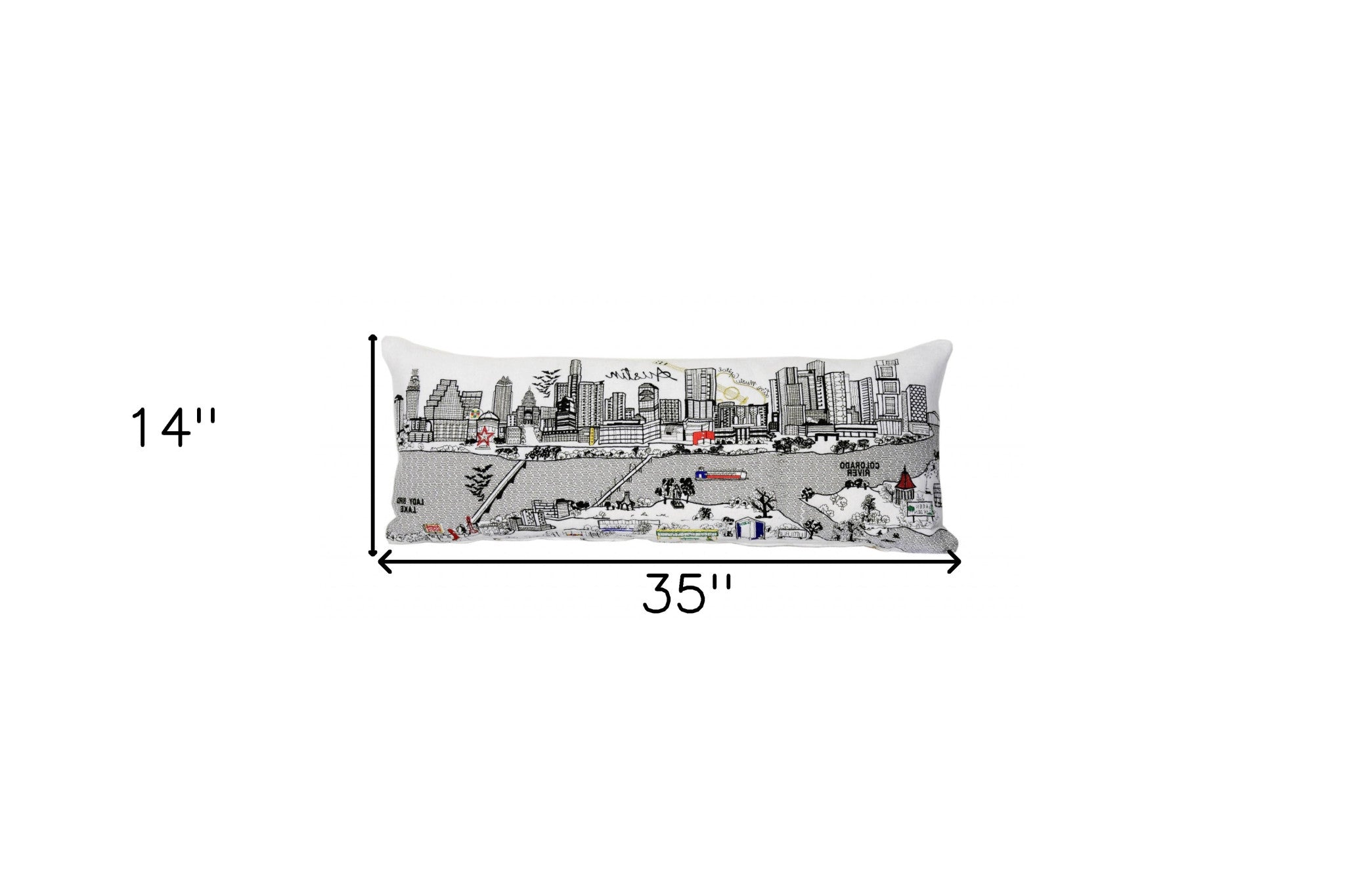 35" White Austin Daylight Skyline Lumbar Decorative Pillow