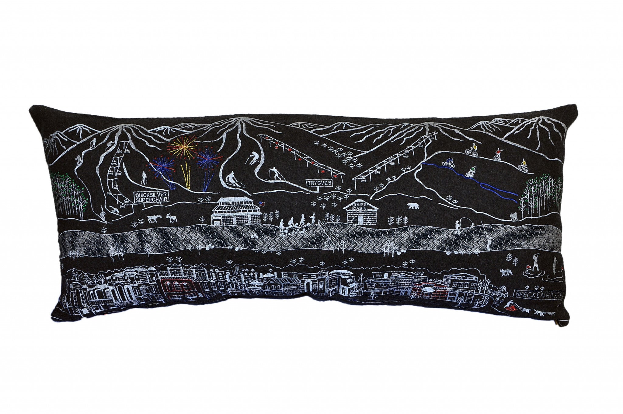 35" Black Breckenridge Nighttime Skyline Lumbar Decorative Pillow