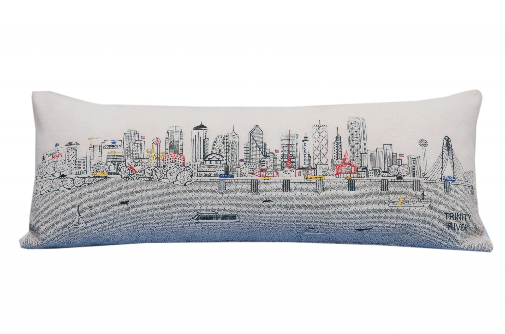 35" White Dallas Daylight Skyline Lumbar Decorative Pillow