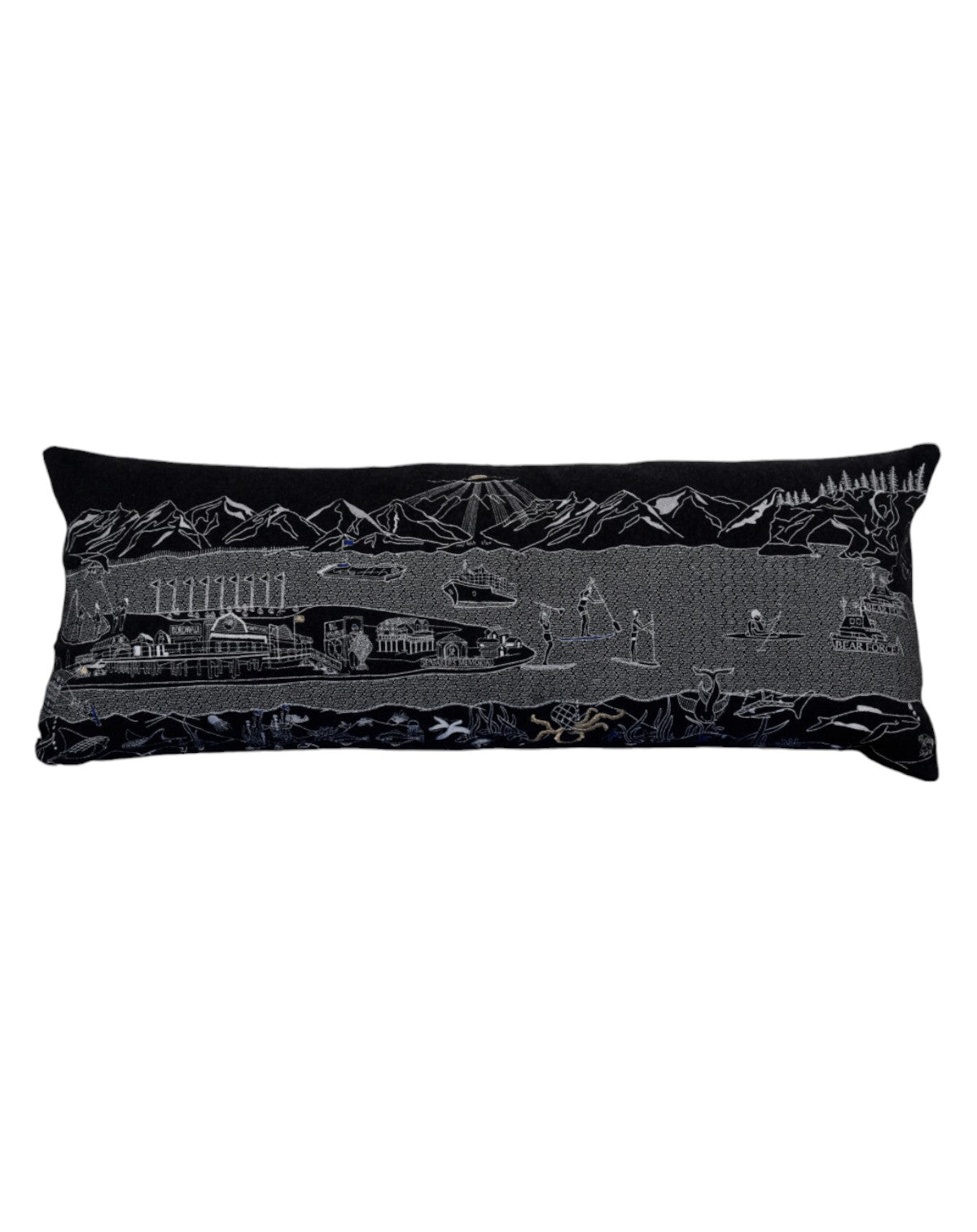 35" Black Homer Spit Nighttime Skyline Lumbar Decorative Pillow