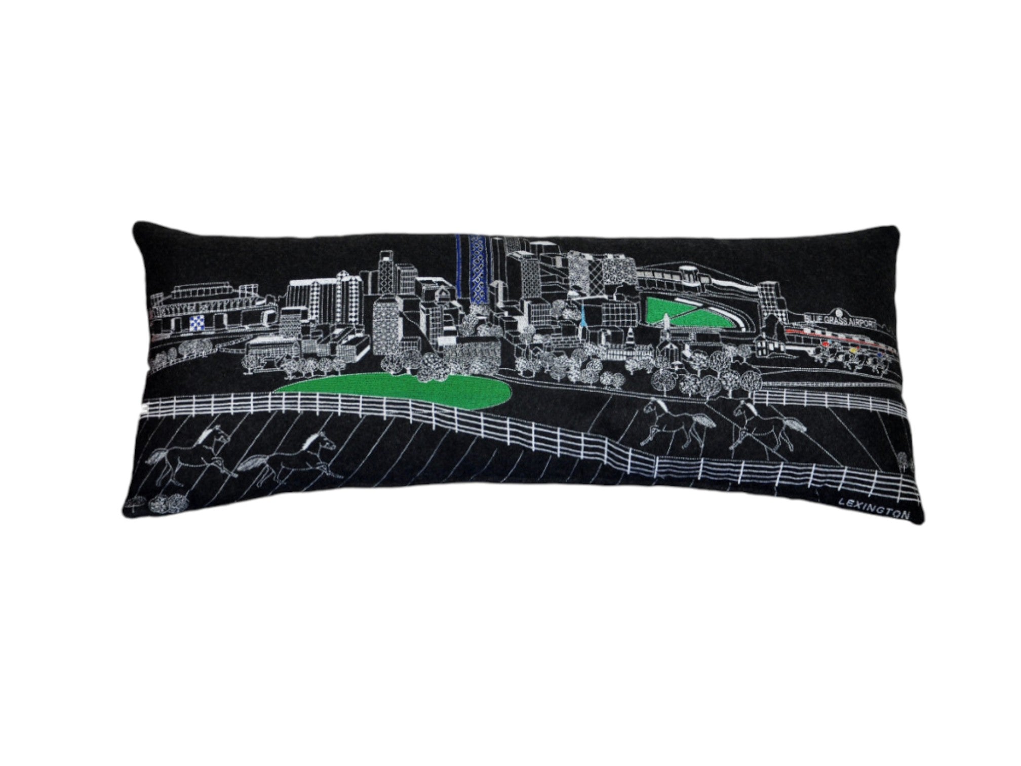 35" Black Lexington Nighttime Skyline Lumbar Decorative Pillow