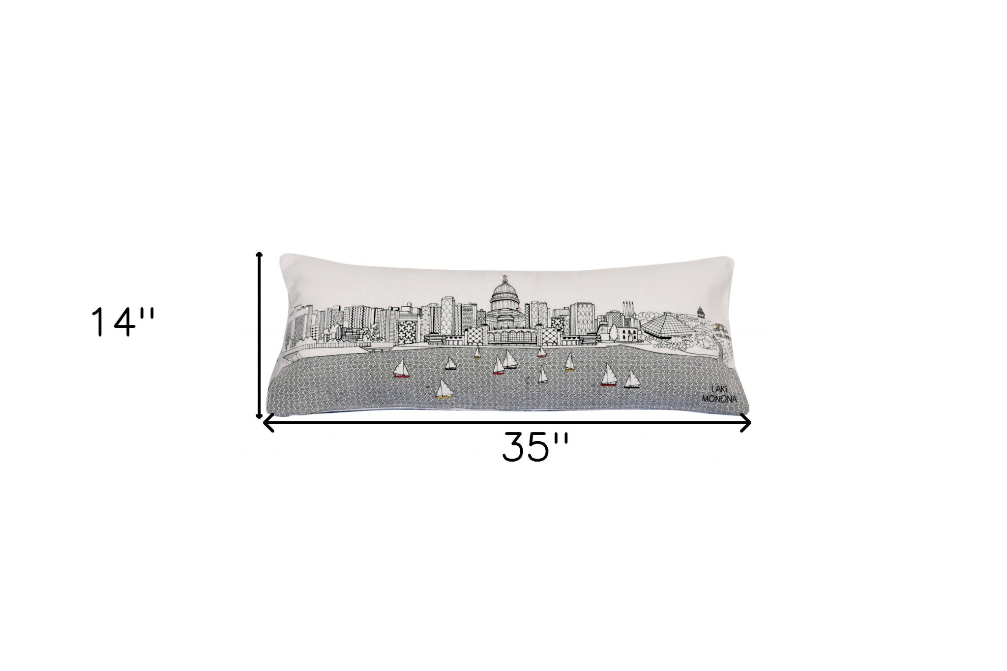 35" White Madison Daylight Skyline Lumbar Decorative Pillow