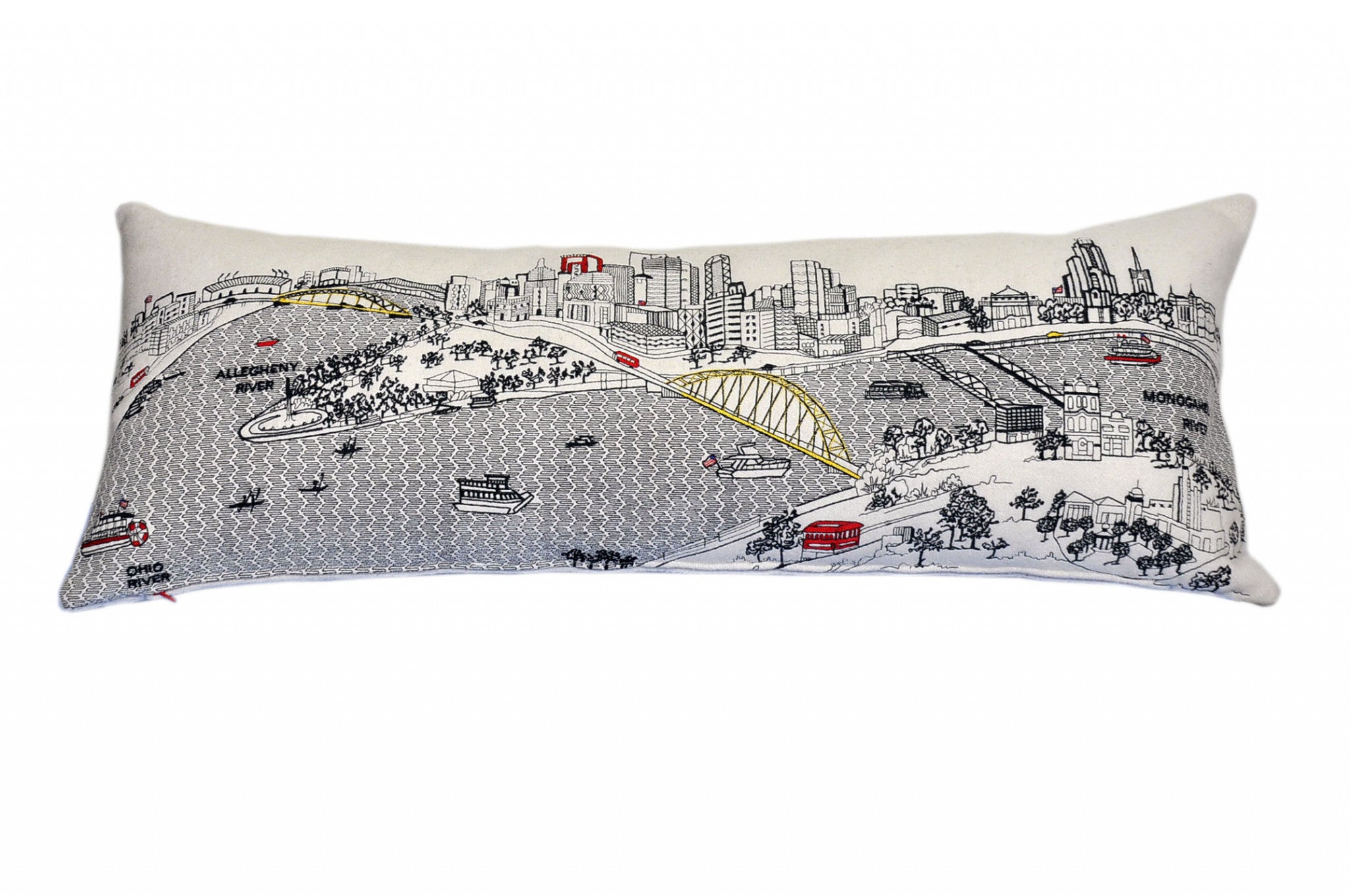 35" White Pittsburgh Daylight Skyline Lumbar Decorative Pillow