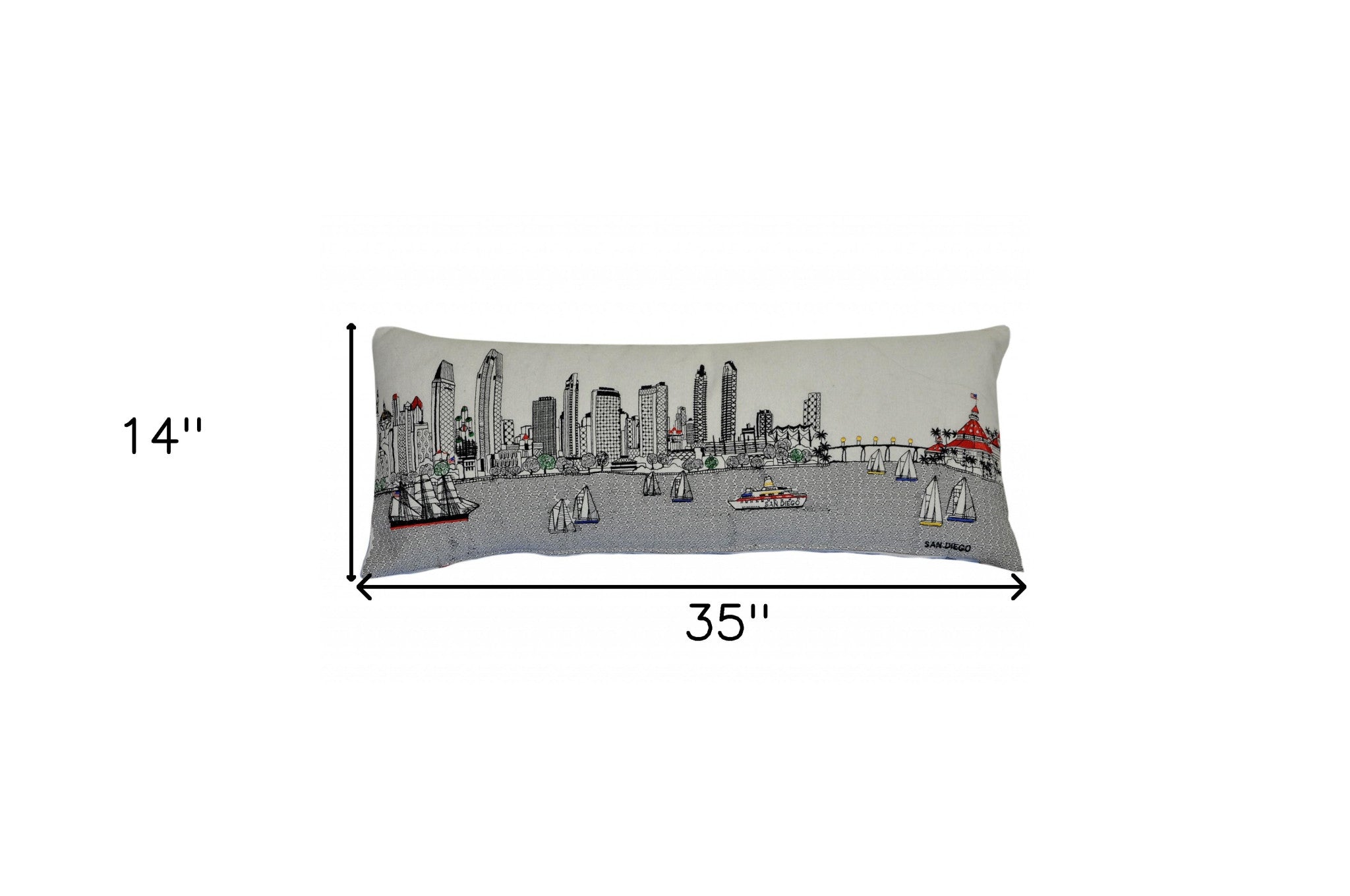 35" White San Diego Daylight Skyline Lumbar Decorative Pillow