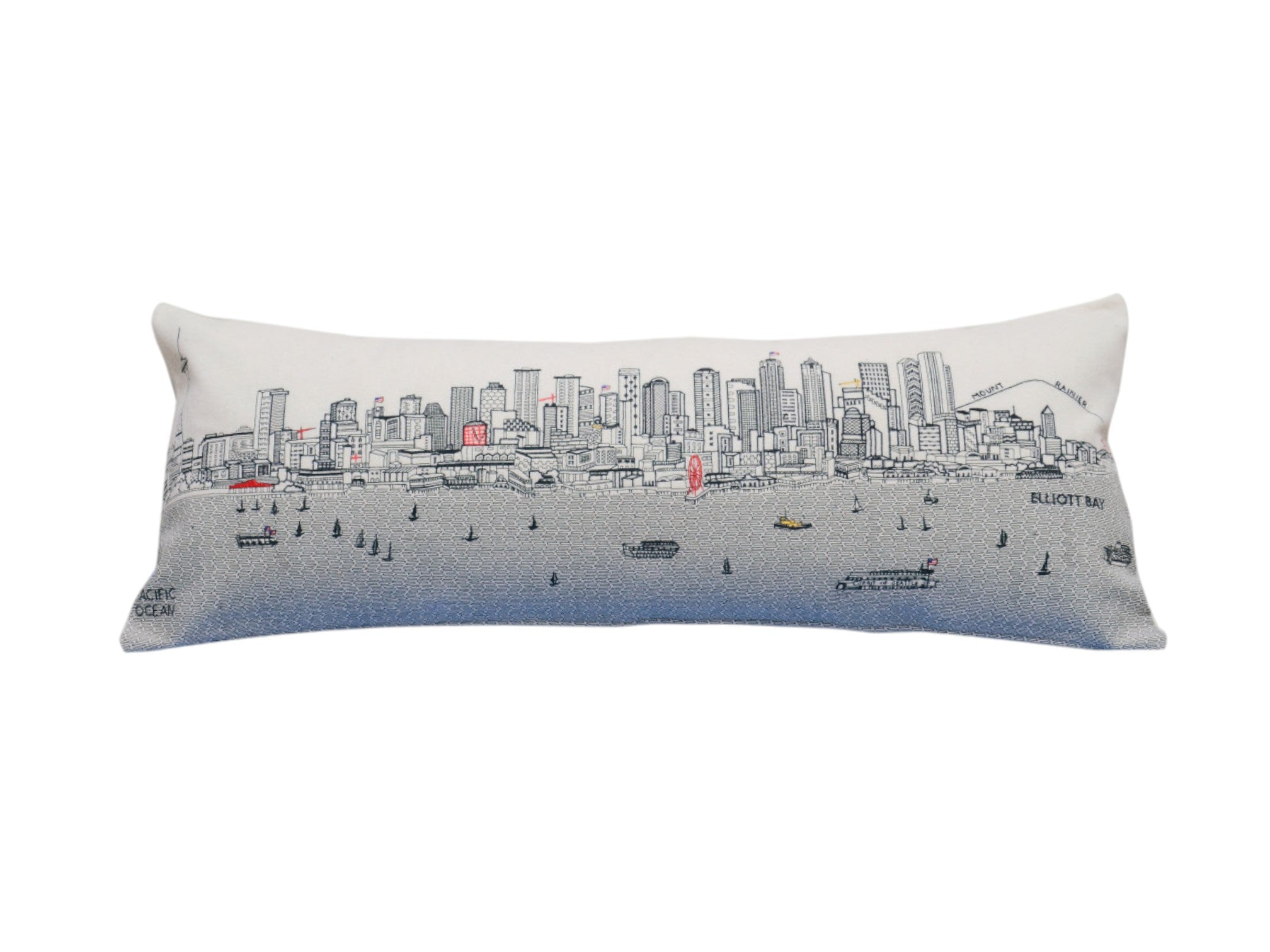 35" White Seattle Daylight Skyline Lumbar Decorative Pillow