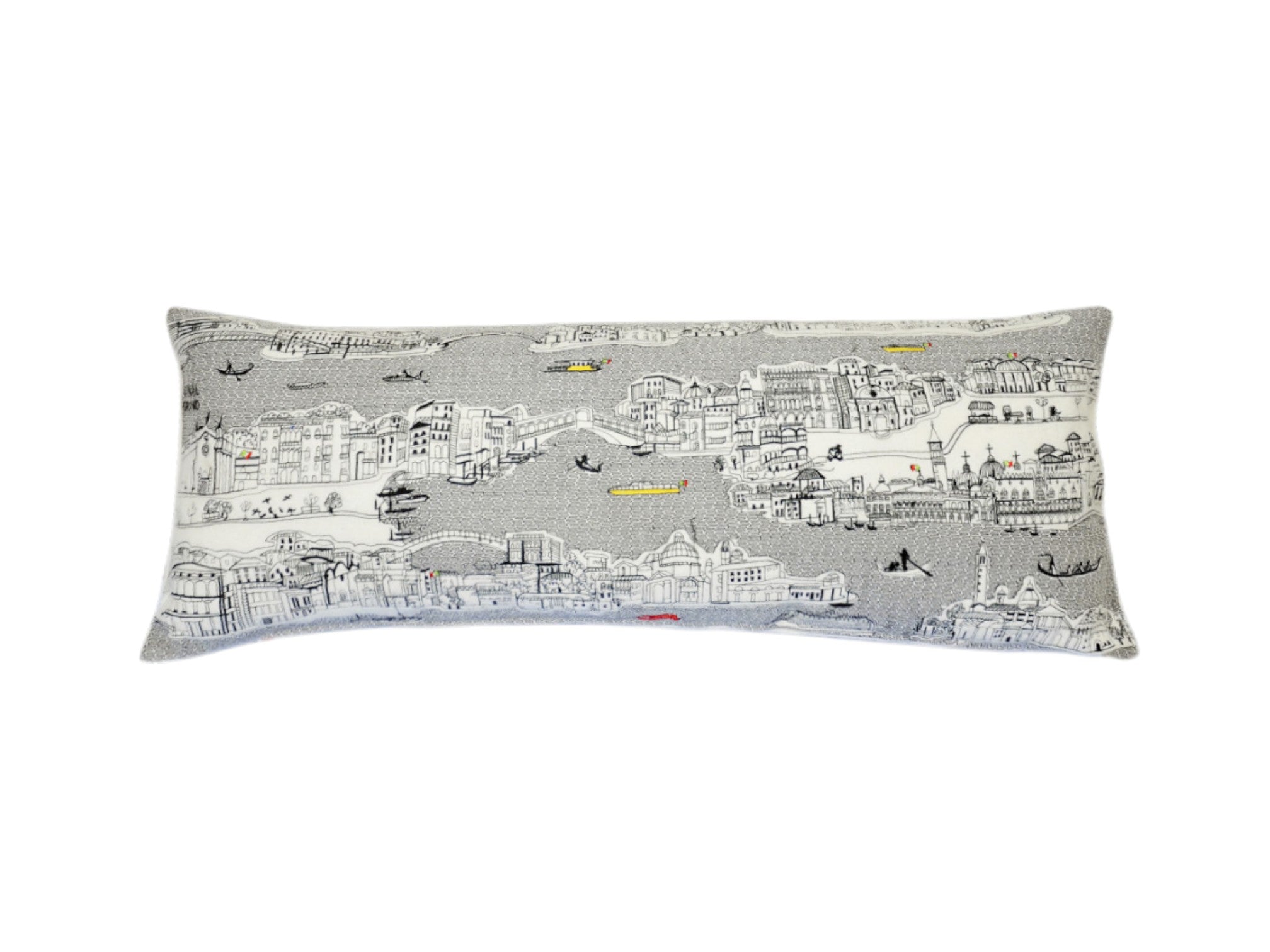 35" White Venice Daylight Skyline Lumbar Decorative Pillow