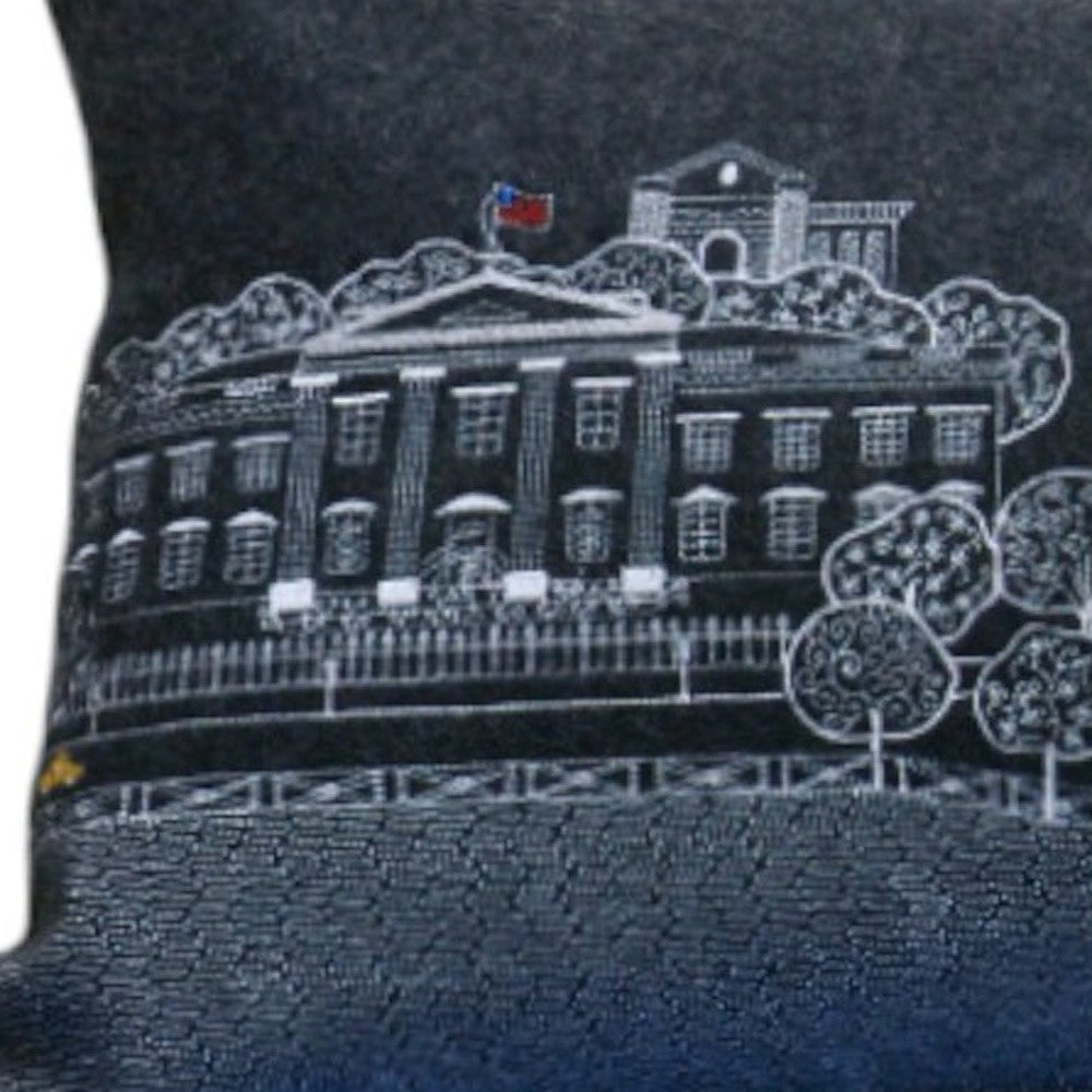 35" Black Washington DC Nighttime Skyline Lumbar Decorative Pillow