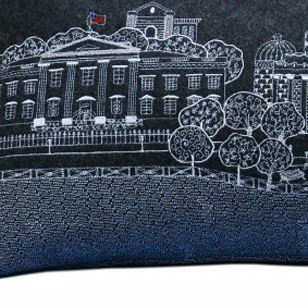 35" Black Washington DC Nighttime Skyline Lumbar Decorative Pillow