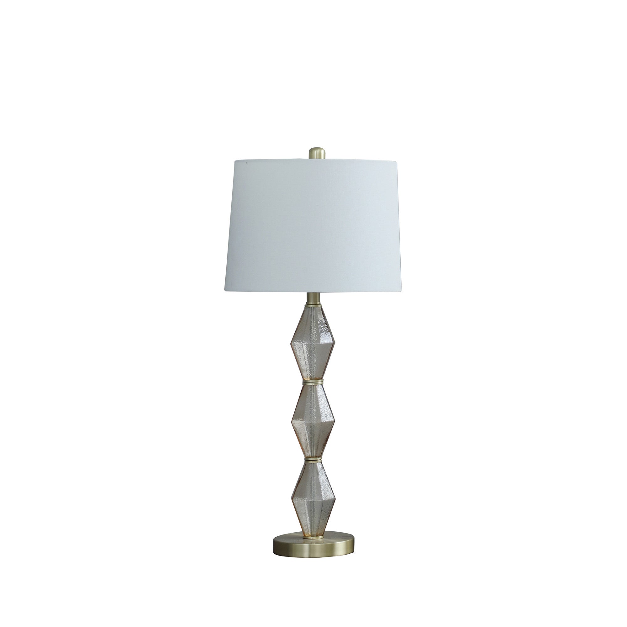 30" Brushed Gold Geo Glass Table Lamp With Shade